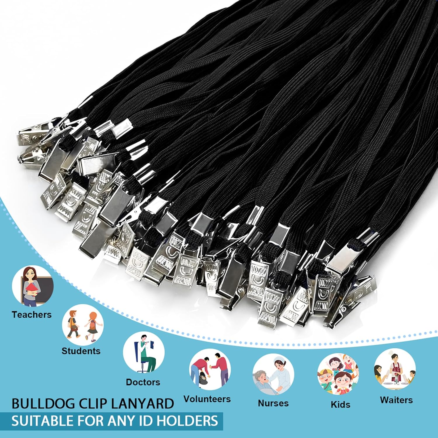 60 Pack Clear Plastic Horizontal Badge Holders 4×3 Inches and 60 Pack Black Lanyards Name Tag Badge Holder with Lanyard for Kid, Adult, Office, School - Image 5