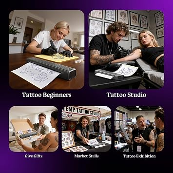 Itari Tattoo Stencil Printer Kit for Beginners, Thermal Tattoo Printer for Practice, Bluetooth Stencil Printer with 10 Pcs Transfer Paper, Wireless Tattoo Machine Compatible with Phone/Tablet/PC, Grey