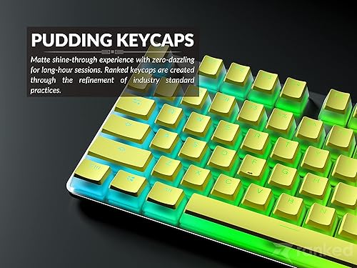 Miniatura 3 de Ranked Pudding Teclas PBT  112 Doble disparo translúcido ANSI US e ISO Layout  Perfil OEM para teclado mecánico RGB para juegos (amarillo)