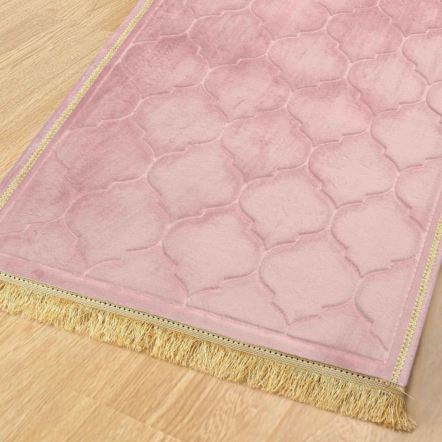Muslim Prayer Rug with Tasbih Prayer Beads, Soft Memory Foam Prayer Matt Islam, Padded Islamic Prayer Mat Thick for Men and Women, Janamaz, Sajadah (25.6" x 43.3", Pink)