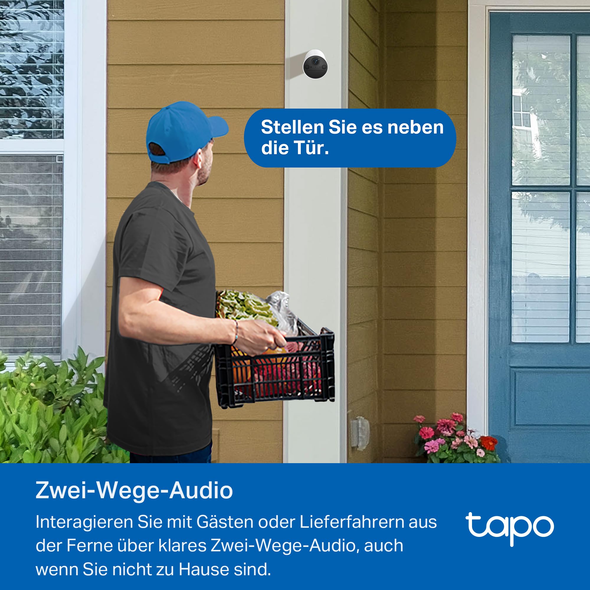 Tapo C410 Überwachungskamera Aussen Akku, 2K Auflösung, Farbnachtsicht, 6400-mAh intergrierte Akku, 2-Wege-Audio, Personenerkennung, Alexa&Google Assistant, 2,4 GHz WLAN, lokaler Speicher ohne ABO