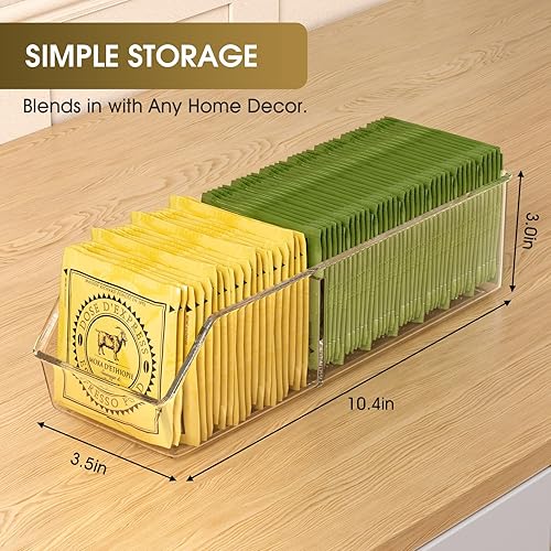 Vista 5 de MaxGear Organizador de bolsas de té de plástico transparente para despensa, cocina, gabinete, encimera, 1 paquete
