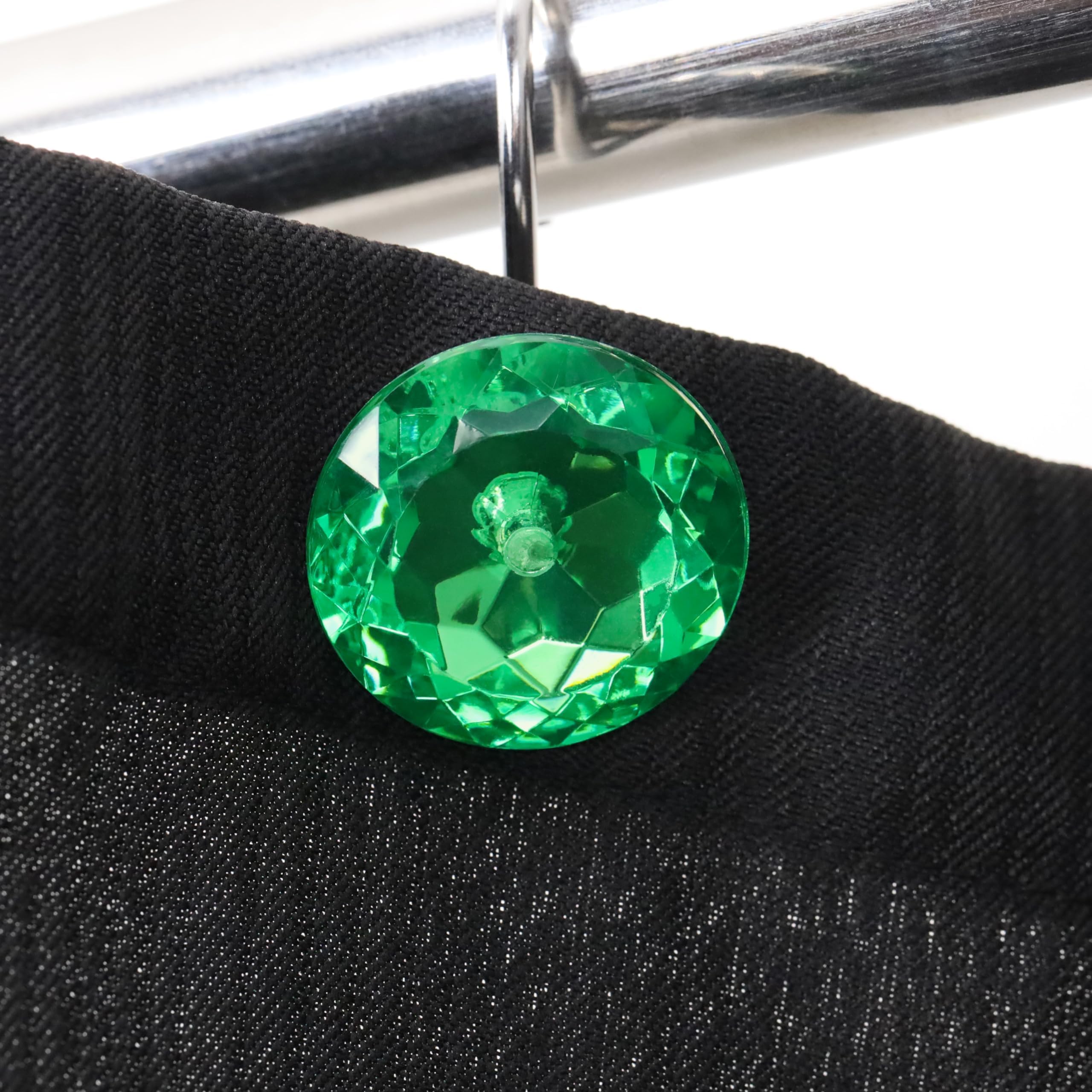 Lot de 12 Crochets de Rideau de Douche en Cristal Vert : émeraude Scintillante et Brillante Ronde pour Rideau de Douche pour Noël et Vacances – Anneaux et cintres de Luxe pour Rideau de Douche