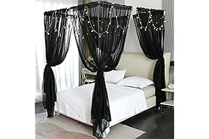 Akiky Black Canopy Bed Curtains Queen