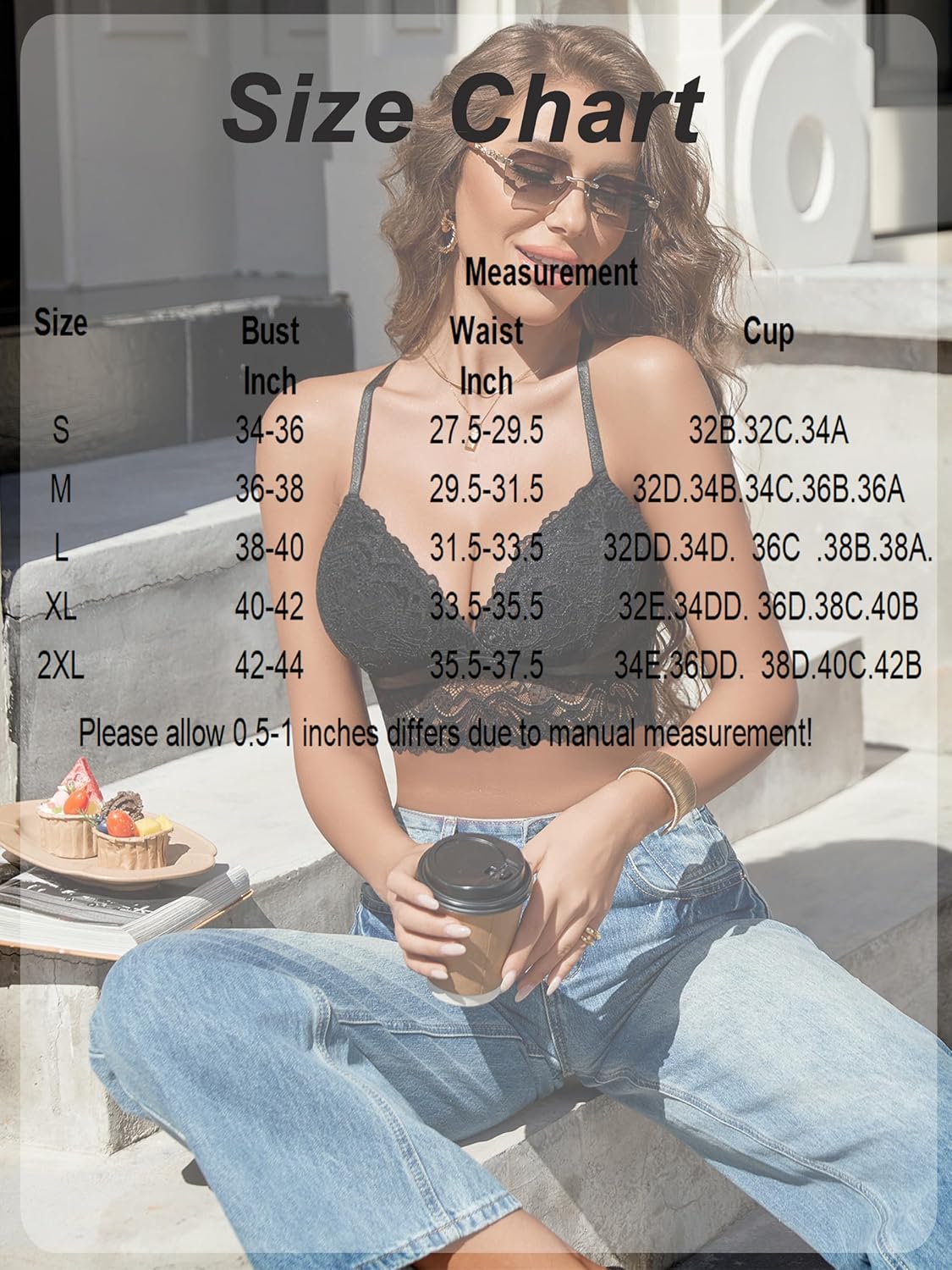 Avidlove Bralette for Women Wireless Lace Bra V Neck Racerback Cami Tank Y2k Camisoles Adjustable Crop Top - Image 6