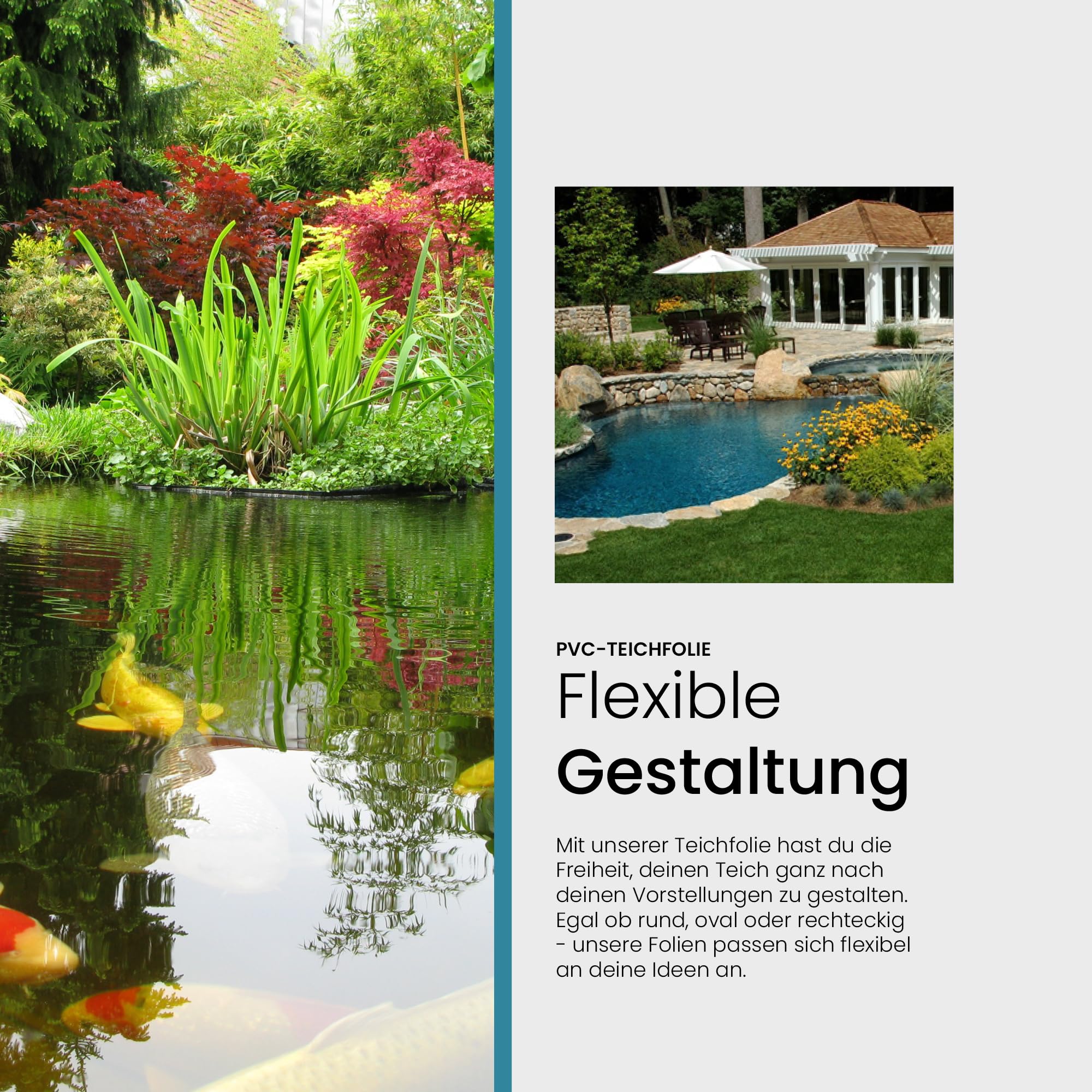 Aquagart Teichfolie PVC 5m X 4m 1,0mm Schwarz Folie Für Den Gartenteich