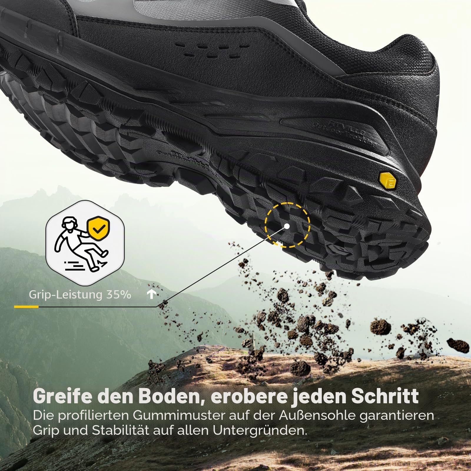 FitVille Wanderschuhe Herren Extra Breit Trekkingschuhe rutschfeste Outdoor Schuhe Atmungsaktiv Bergschuhe Leicht Walkingschuhe Weit Herren Sneaker