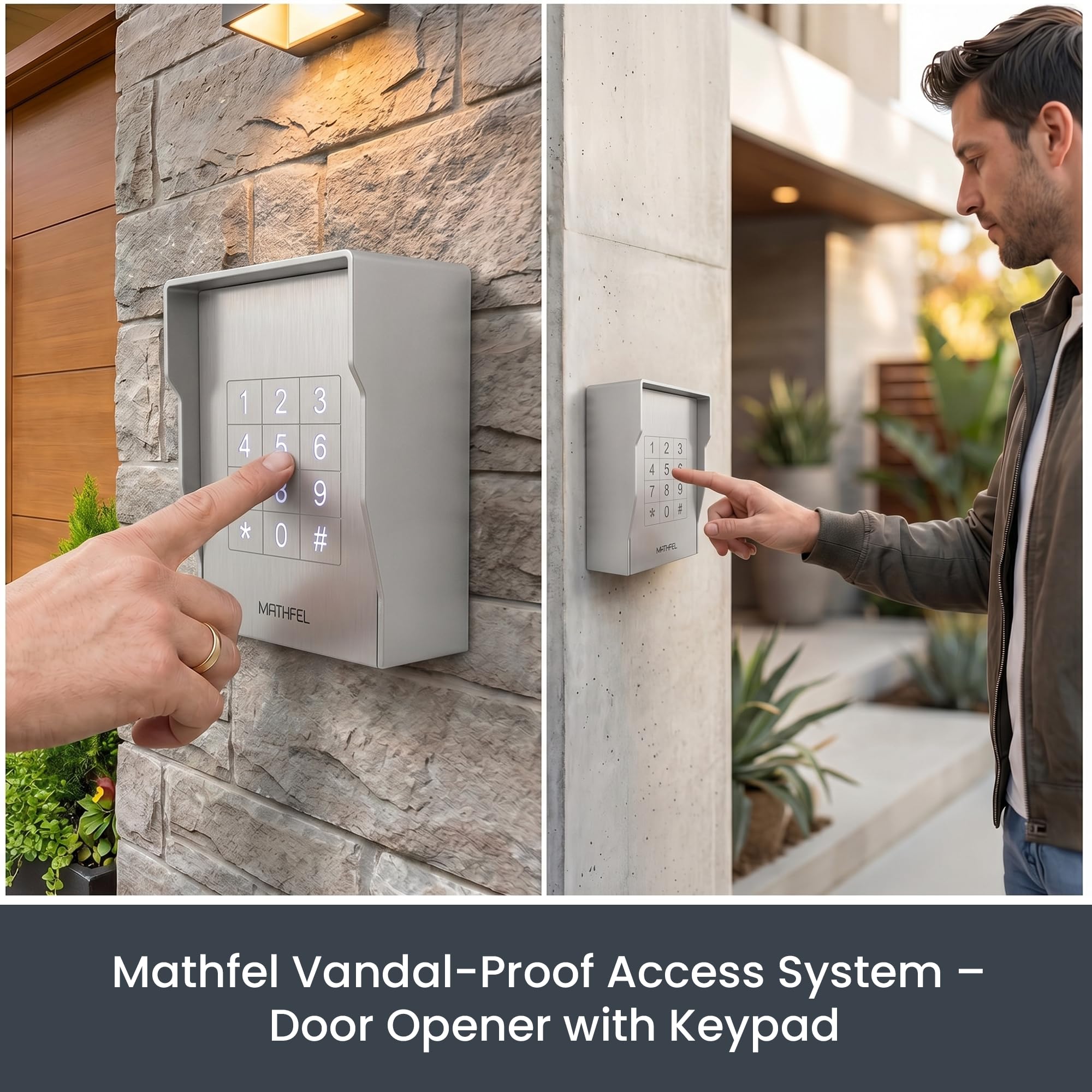 MATHFEL Smart Lock cerradura electrónica para puerta de entrada, cerradura con código resistente a la intemperie, IP66, abrepuertas con código, cerradura inteligente, cerradura automática AC230