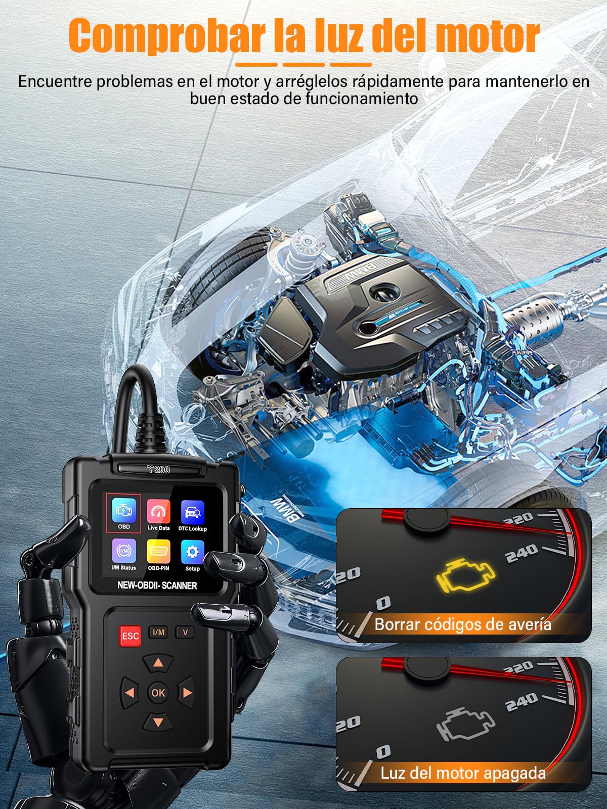 Onherm Scanner diagnostico OBD2 per auto: diagnostica EOBD OBD per tutti i veicoli BMW MercedesBenz in italiano Strumento professionale di lettura dei codici diagnostici OBDII per monitorare la