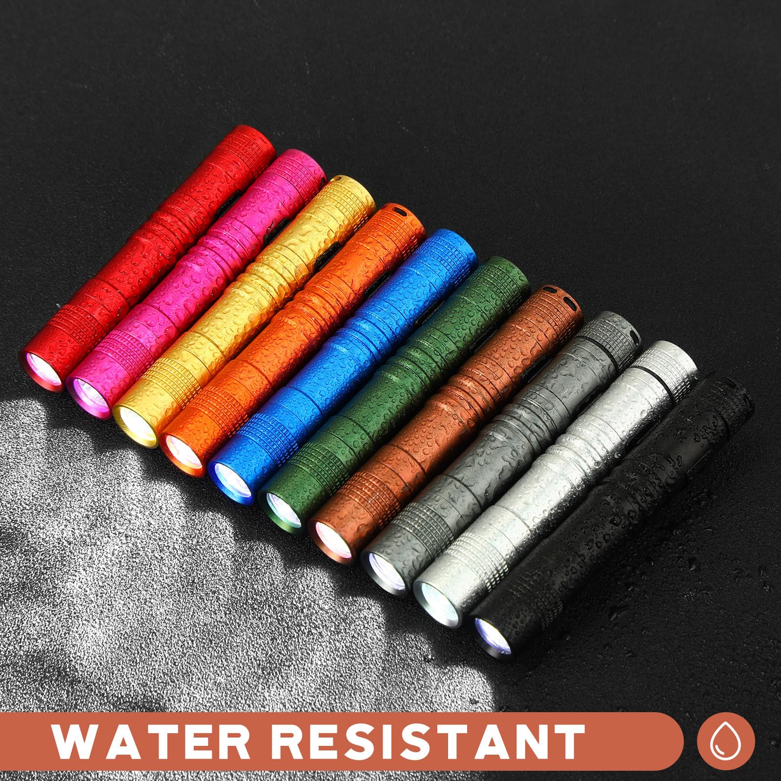 Lot de 10 lampes de poche LED avec clip - Pour camping, urgence, randonnée - Couleur fraîche - 8,9 cm
