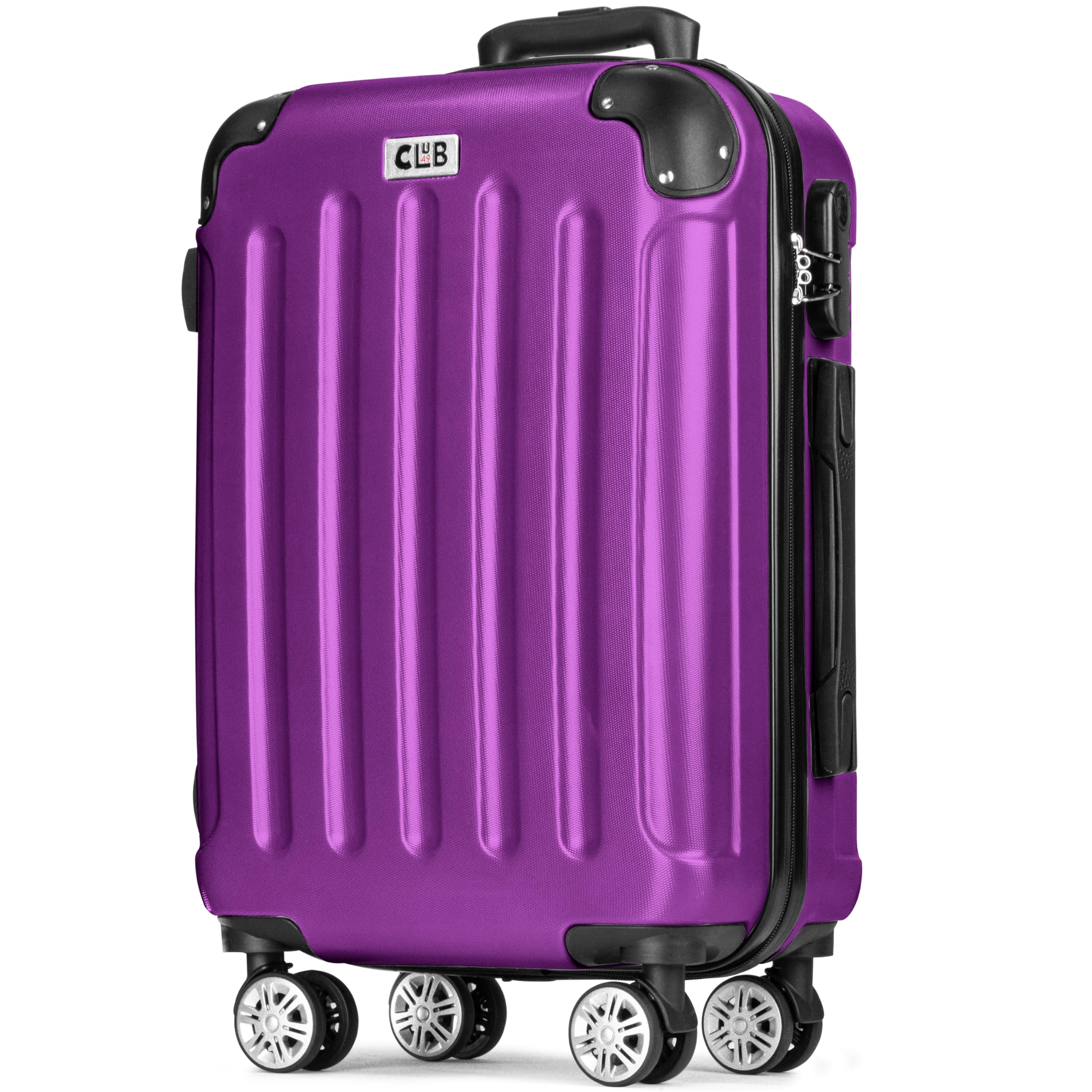 POSH Suitcase ABS - Large 75cm, Medium 65cm and Carry-on Hard Case in one - 360° Lightweight Wheel - 198L Total Internal Volume, violet, Hard Shell Suitcase Set with 360° Dual Wheels - XL - Groß - violet