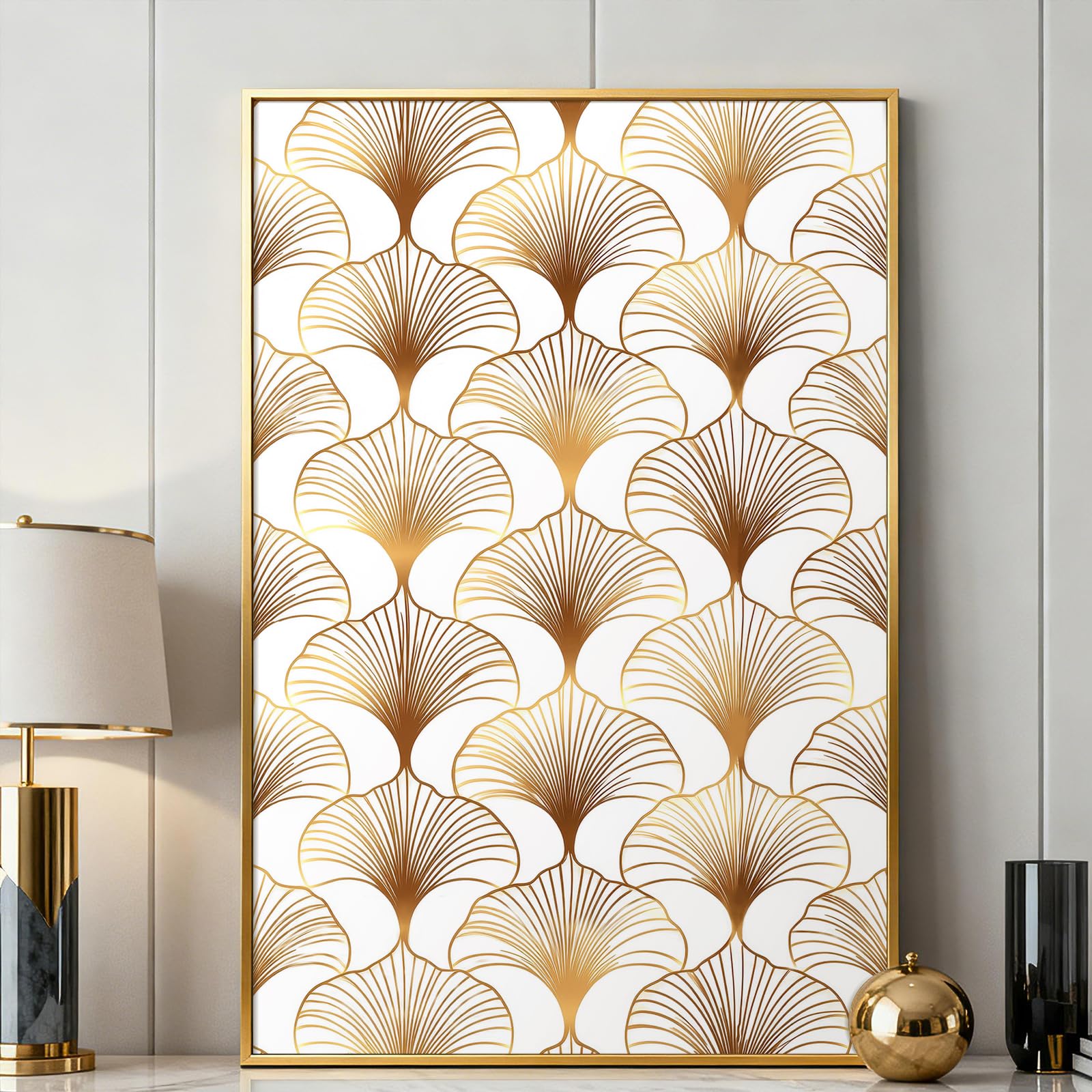 ReWallpaper Carta Da Parati Moderna Geometrica Oro 44.5CMx7M Rotolo Adesivo per Pareti Bagno Impermeabile Bianco e Oro Pellicola Decorativa Autoadesiva Cassetti Carta Da Parati per Corridoio