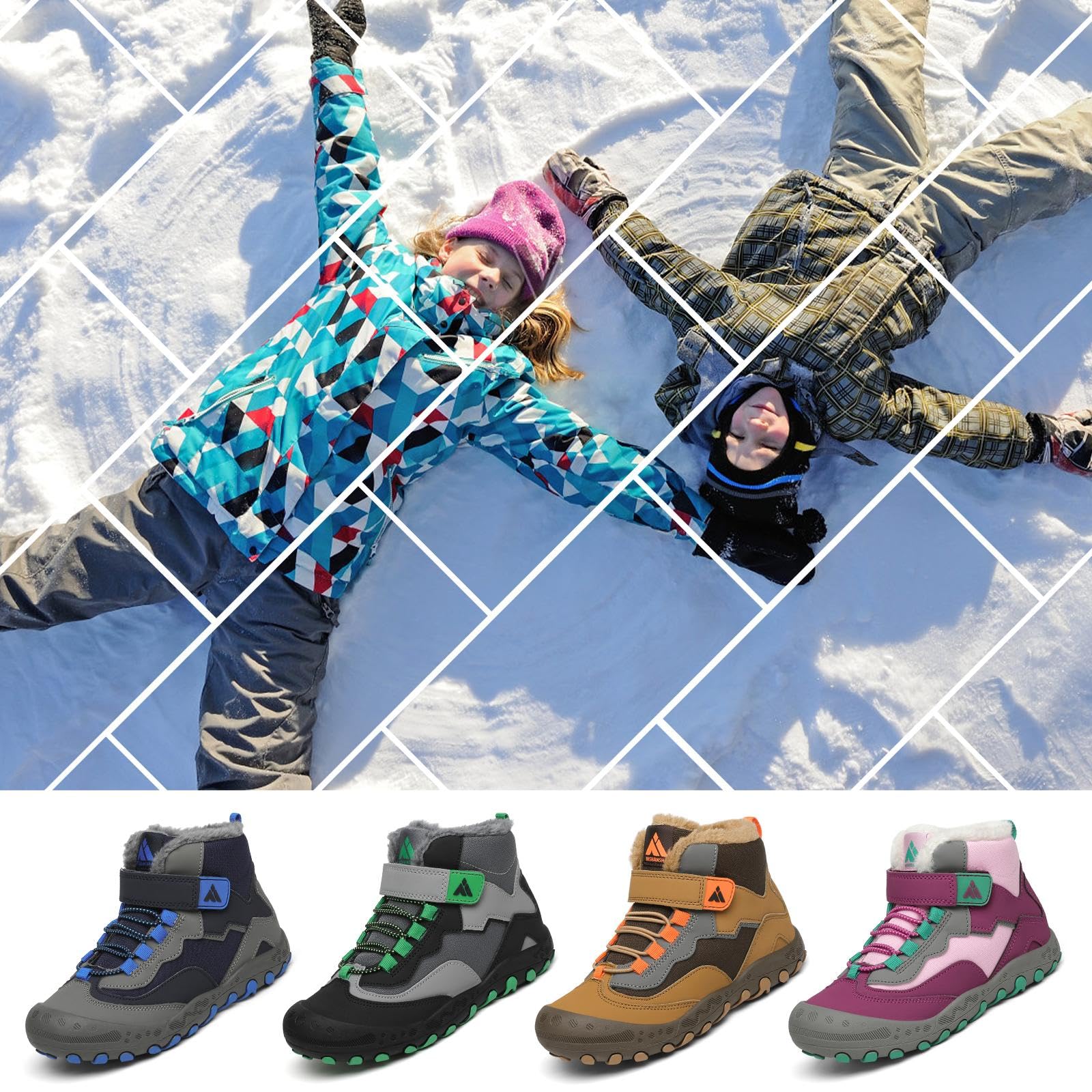 Mishansha Enfant Bottines Hiver Chaussure Garçon Fille Chaude Bottes Neige Antidérapantes Gr.24-38 EU