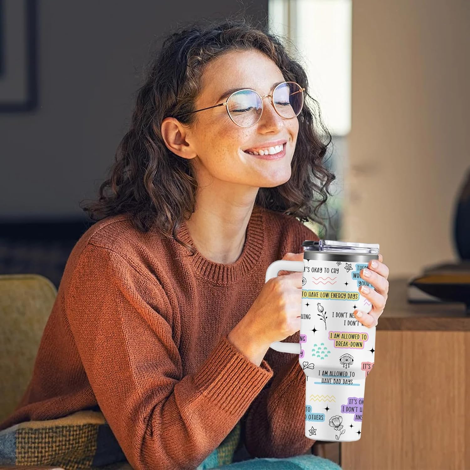 Mental Health Gifts, My Mental Breakdown Cup 40oz Tumbler, Positive Inspirational Gifts for Women, Daily Reminders Affirmations Tumbler, Mental Health Month Birthday Gifts for Friends Bestie Sister - Image 2