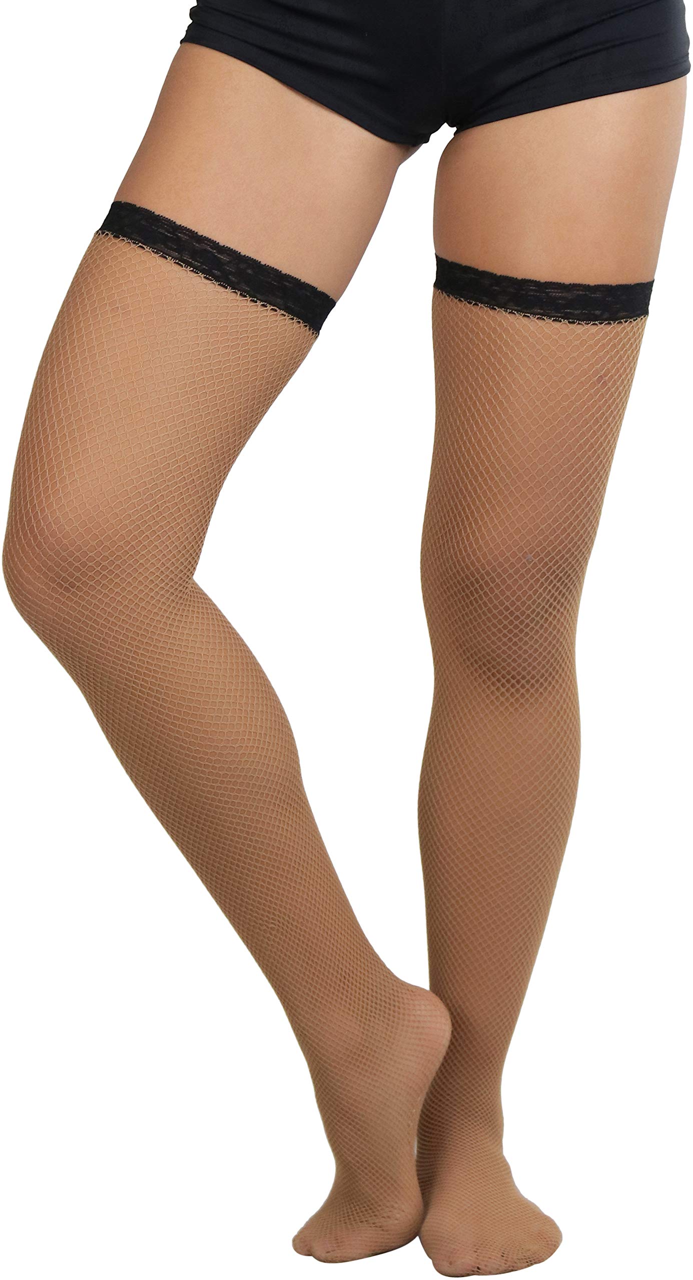 ToBeInStyle Women’s Fine Classic Fishnet Thigh High Stretch Nylon Novelty Stockings