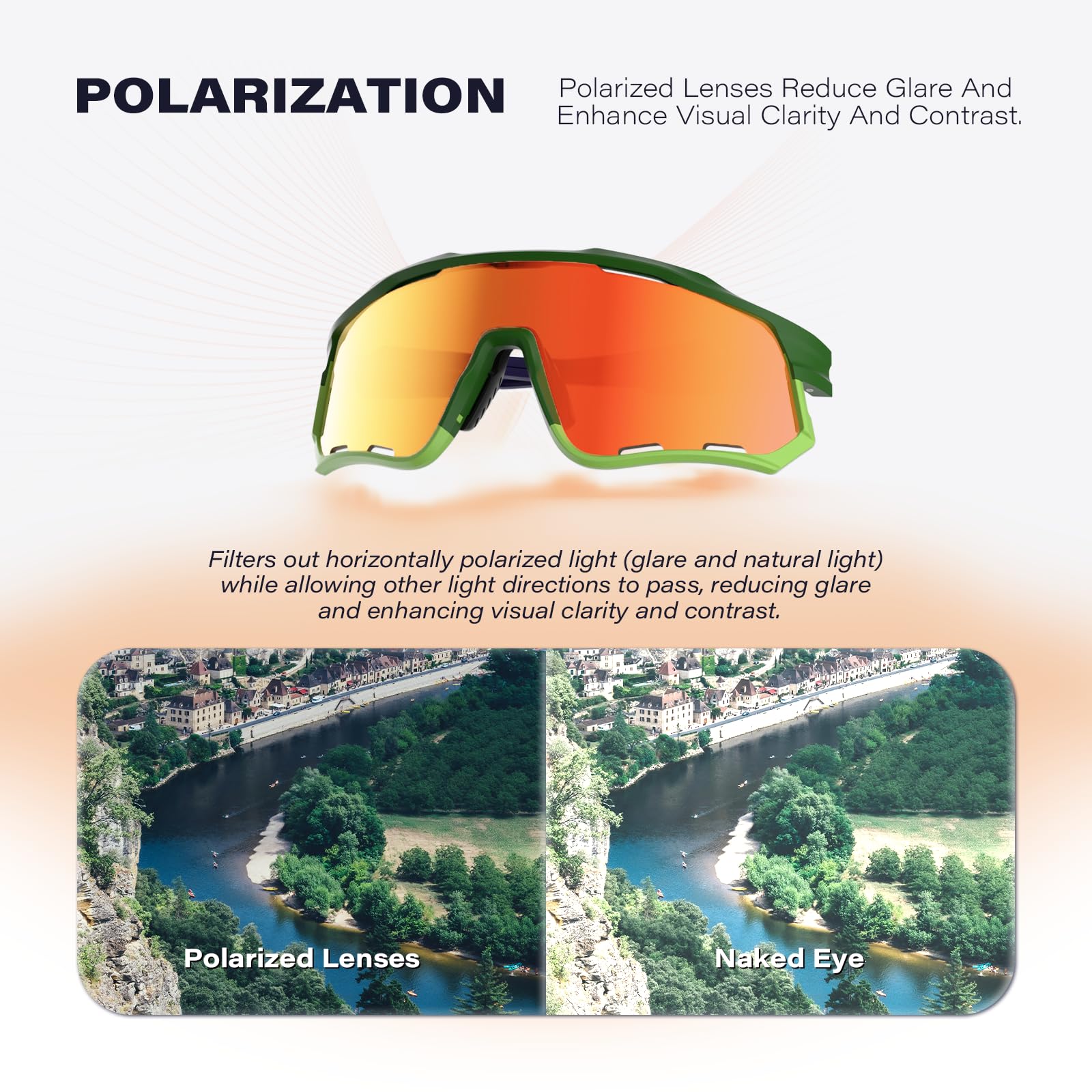 Gafas de ciclismo polarizadas con efecto fotocromático, gafas de sol deportivas desmontables con antivaho de invierno para hombres y mujeres