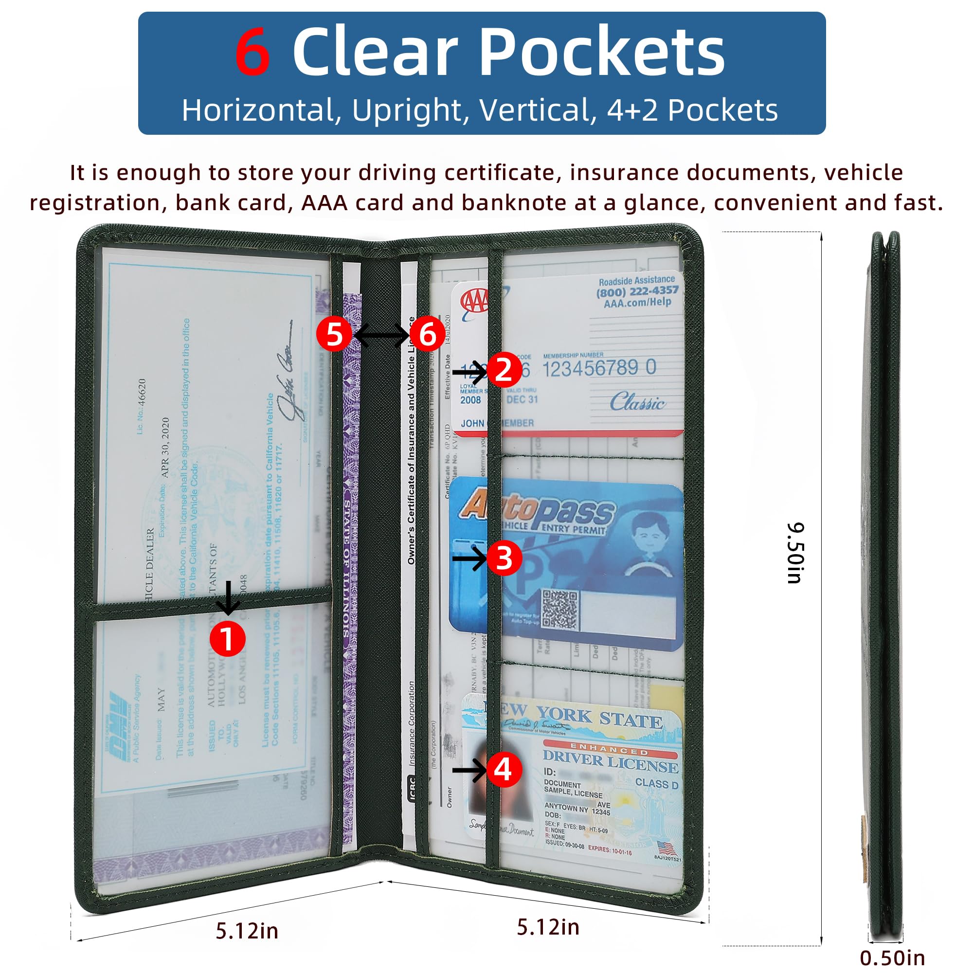 Amazon.com: XROZRK Premium Car Document Holder for Registration & Insurance  Cards
