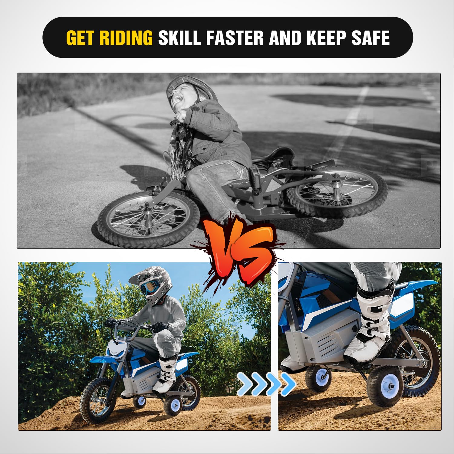 Nilight Dirt Bike Training Wheels Compatible with Razor MX125 MX350 MX400 MX500, Honda XR50 CRF50 Z50 Z50R, Yamaha PW50 TTR50, and Most 50CC Kids' motorcycle, Easy to Install