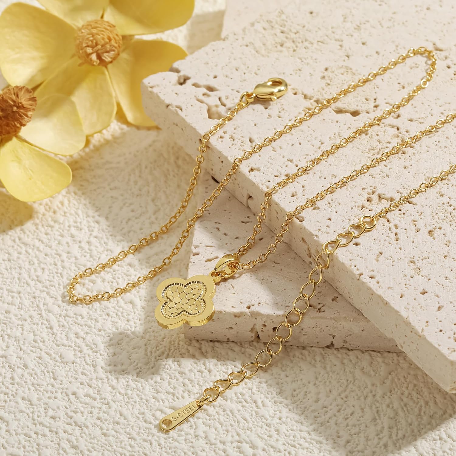 Gold Clover Necklace for Women Dainty 14K Gold Plated Pendant Necklace Adjustable Chain Choker Charm Colorful Clover Pendant Lucky Necklaces for Women Jewelry - Image 9