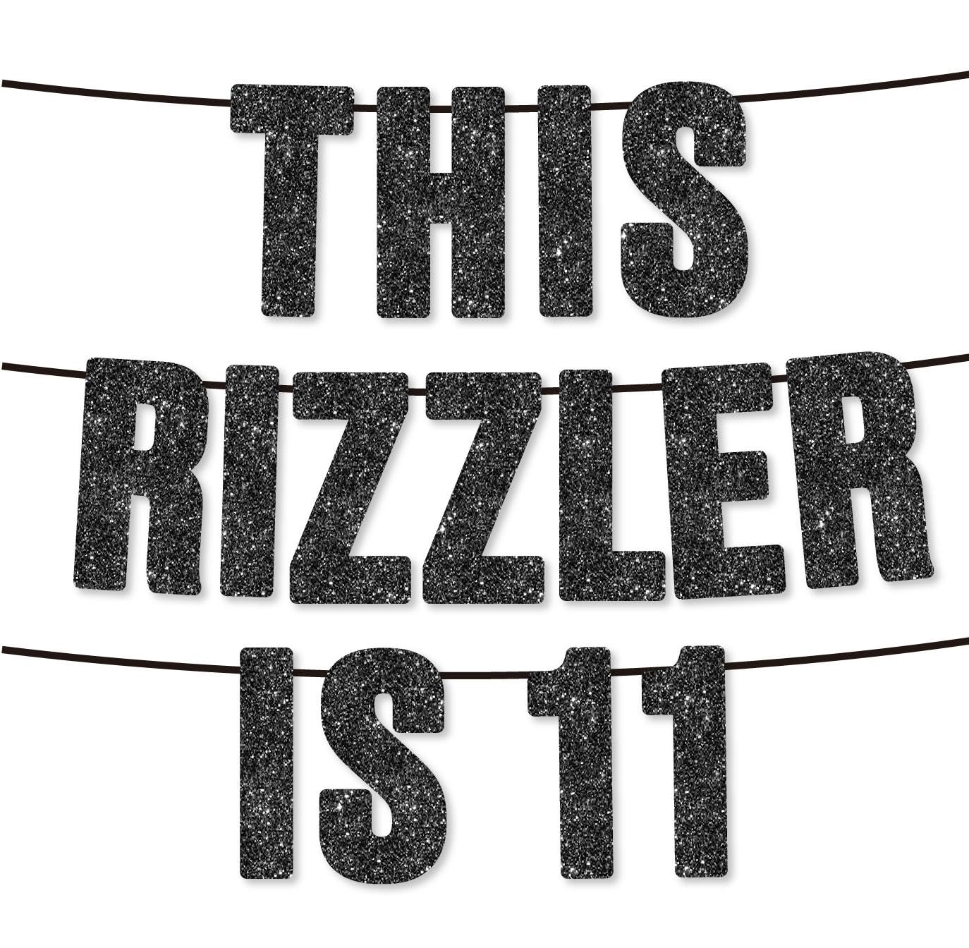 Skibidi Rizzler Is 10 No Cap Glitzer-Banner 3 M – Fertig Montiert, Für Gen Z Partys & Deko