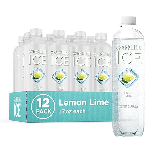 Sparkling Ice, Lemon Lime Sparkling Water, Zero Sugar Flavored Water, with Vitamins and Antioxidants, Low Calorie Beverage, 17 Fl Oz (Pack of 12) - Lemon Lime