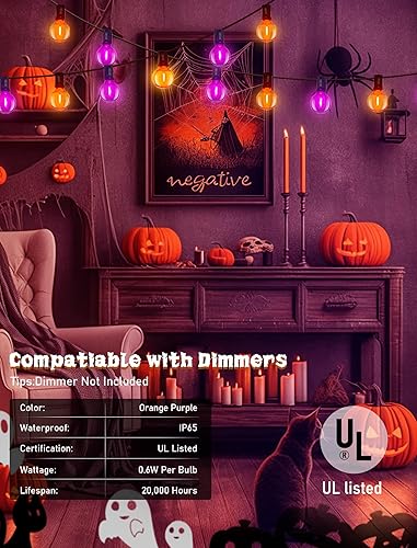 Miniatura 12 de Luces de Navidad multicolor para exteriores de 50 pies, G40 con 27 bombillas coloridas de cerámica (2 de repuesto), luces de bistró de Navidad LED