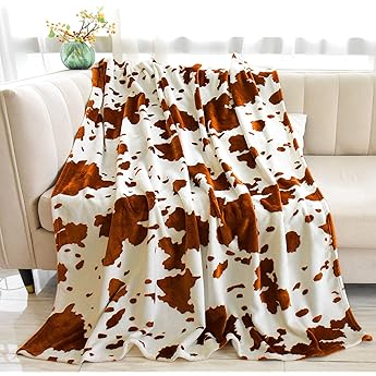 Christmas for Adults, Cowhide Blanket for Girls, Cow Print Blanket for Teen Girls, Cow Baby Blanket, Cow Print Stuff for Women, Highland Cow Decor for Bedroom, Highland Cow Gifts for Women 50"x 60"