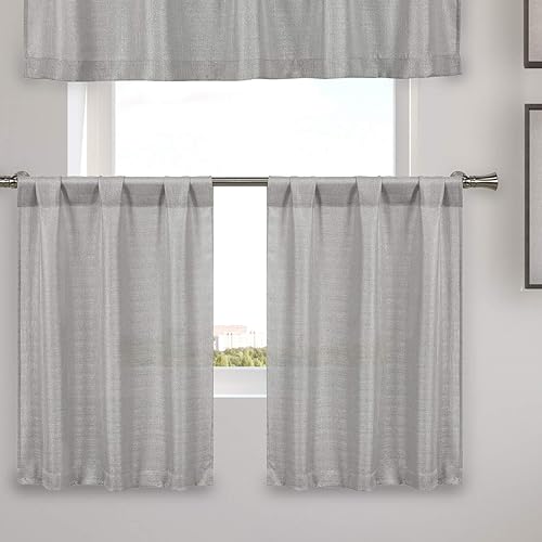 Miniatura 3 de Home Maison - Kealy - Juego de cenefas y niveles de cocina semitransparentes con textura metálica  Cortina de ventana pequeña para cafetería, baño,