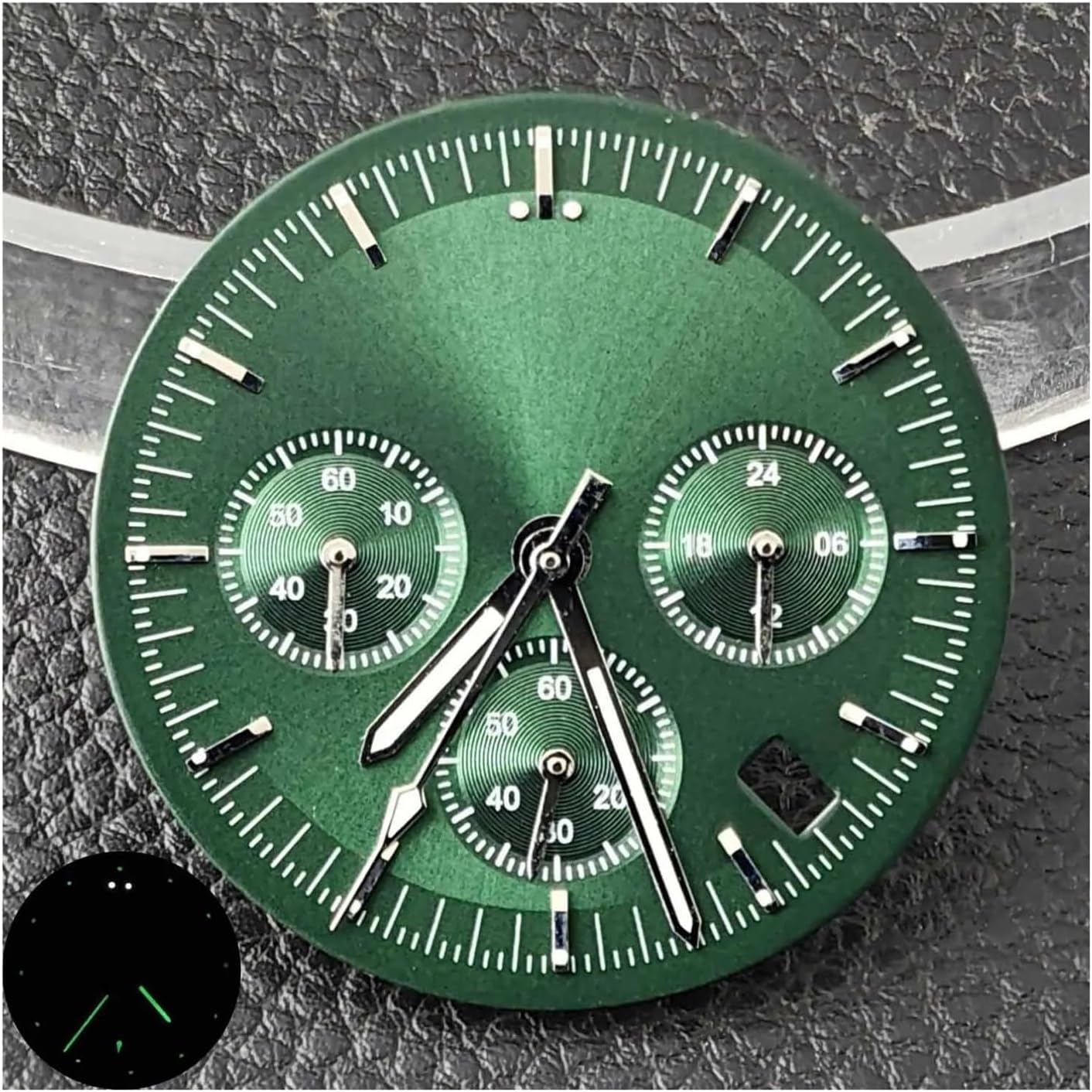 1Pcs Chronograph Dial 32.5mm Green Luminous Watch and Pointer Suitable for Vk63 Movement Replace Accessories