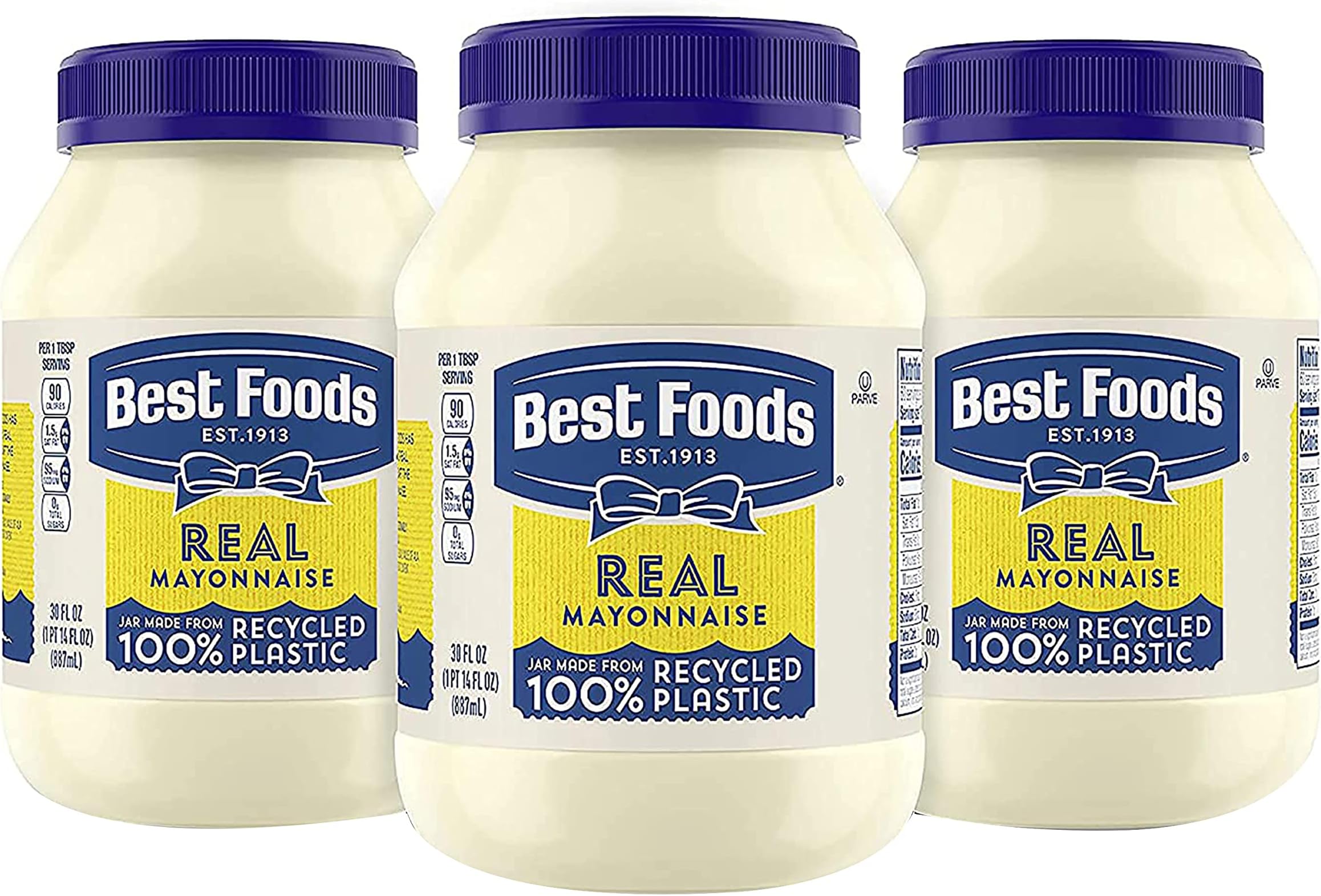 Best Foods Mayonnaise 3 Count Real Mayo For a Creamy Condiment for Sandwiches and Simple Meals Gluten Free, Made With Cage-Free Eggs 30 oz