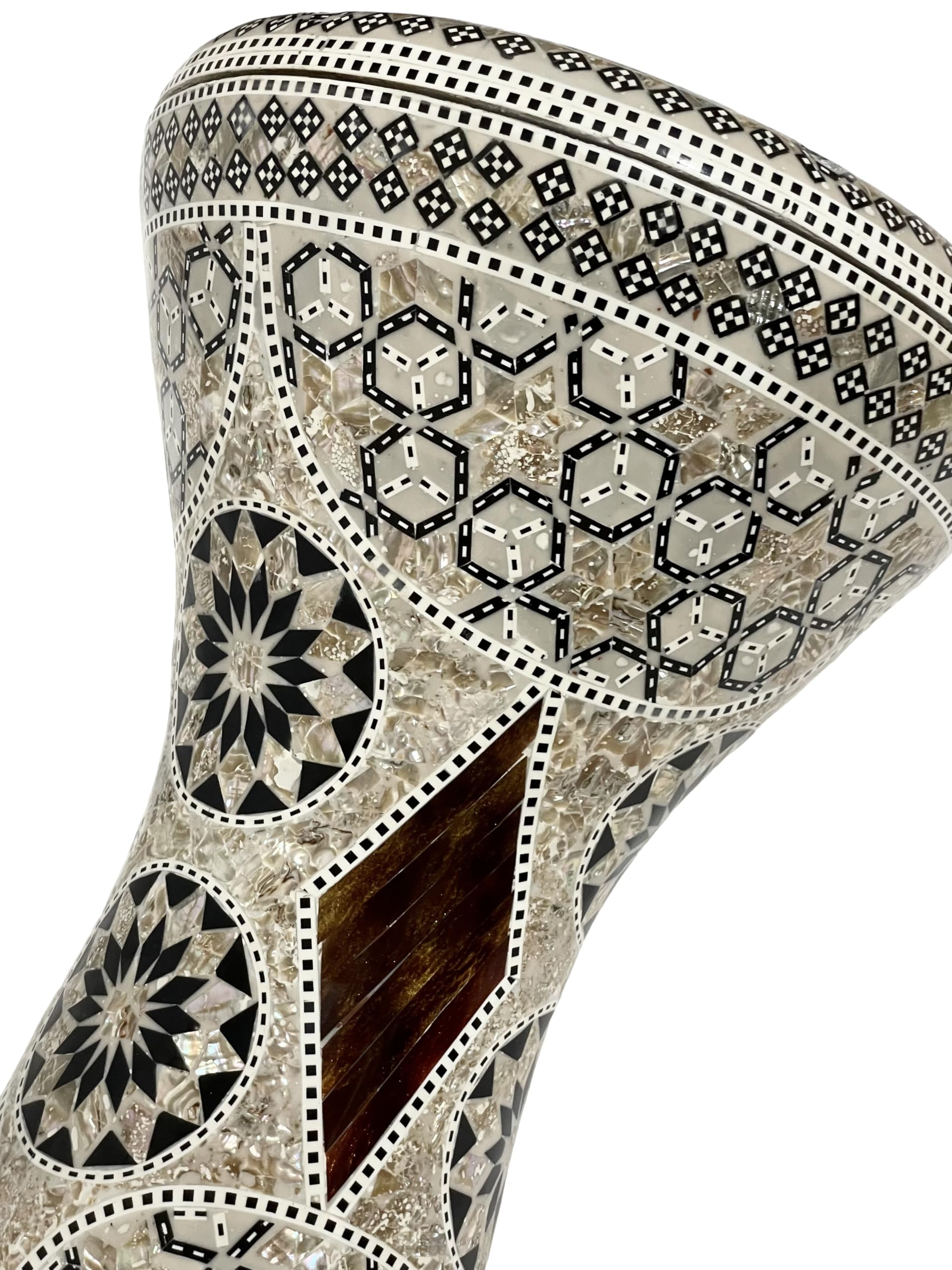 Novità Gawharet El Fan 17" Drum Darbuka tabla doumbek strumento musicale in madreperla egiziano fatto a mano con borsa (Sea Star 43,2 cm)