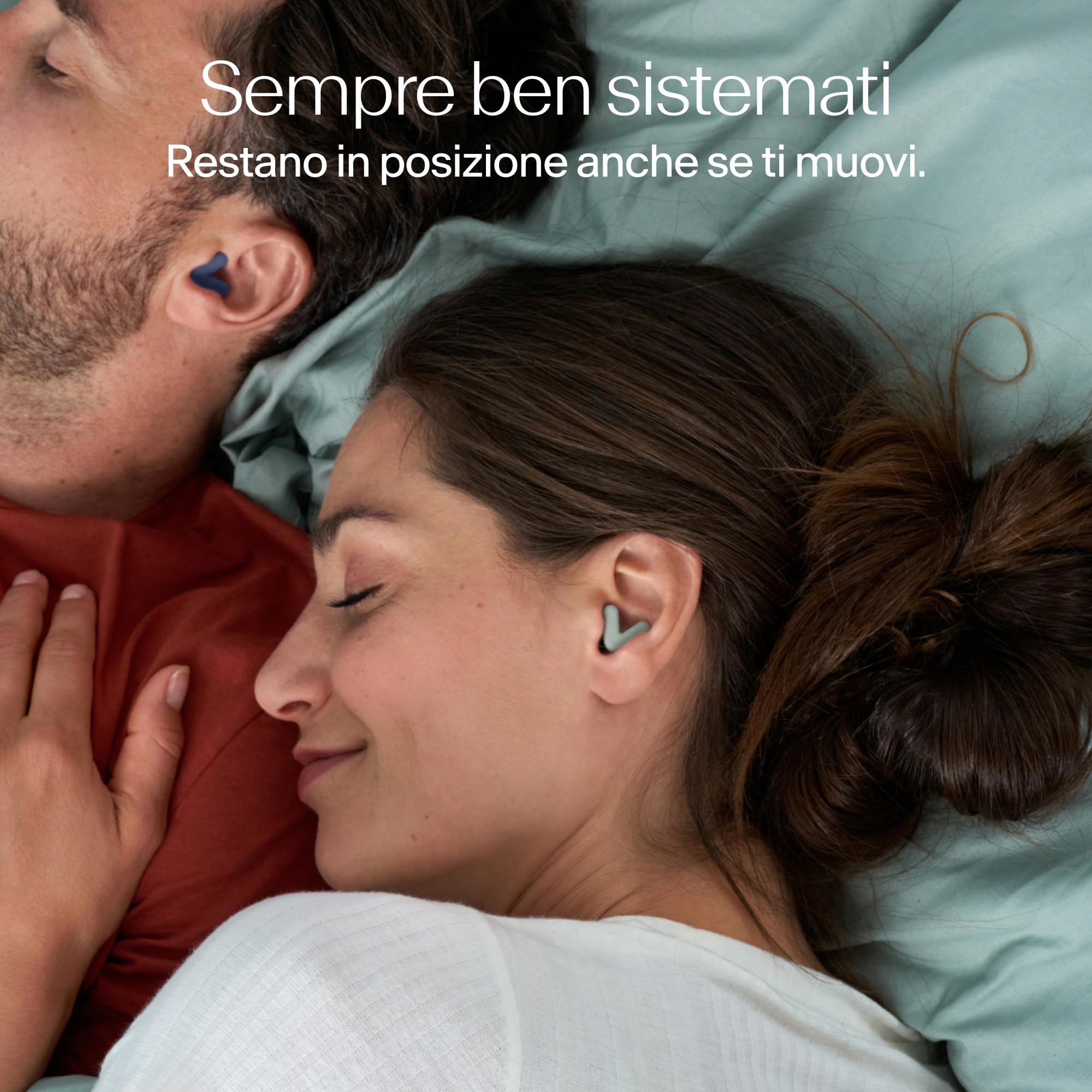 Alpine Silence Tappi Orecchie per Dormire, Viaggiare & Concentrarsi - Protezione Uditiva Comoda, Riutilizzabile - Forma a V aderente & Punte Morbide – XS/S/M/L – Verde