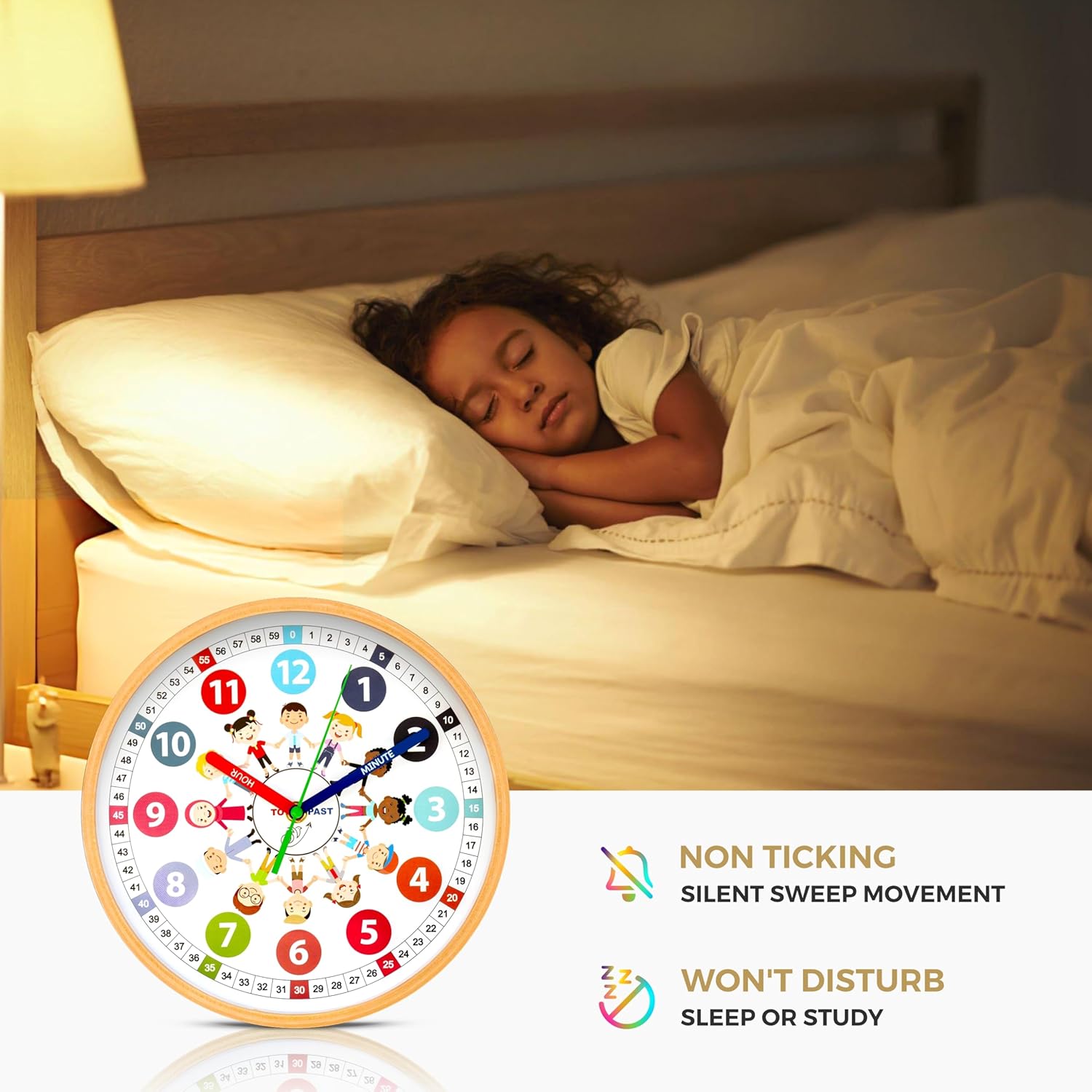 Sparrow High" Colorful Educational Analog Clock for Kids – 10-Inch Silent Non-Ticking Clock | Learn & Tell Time Clearly, Teach Time Easily, Decorate Room | Perfect for Classroom & Homeschool