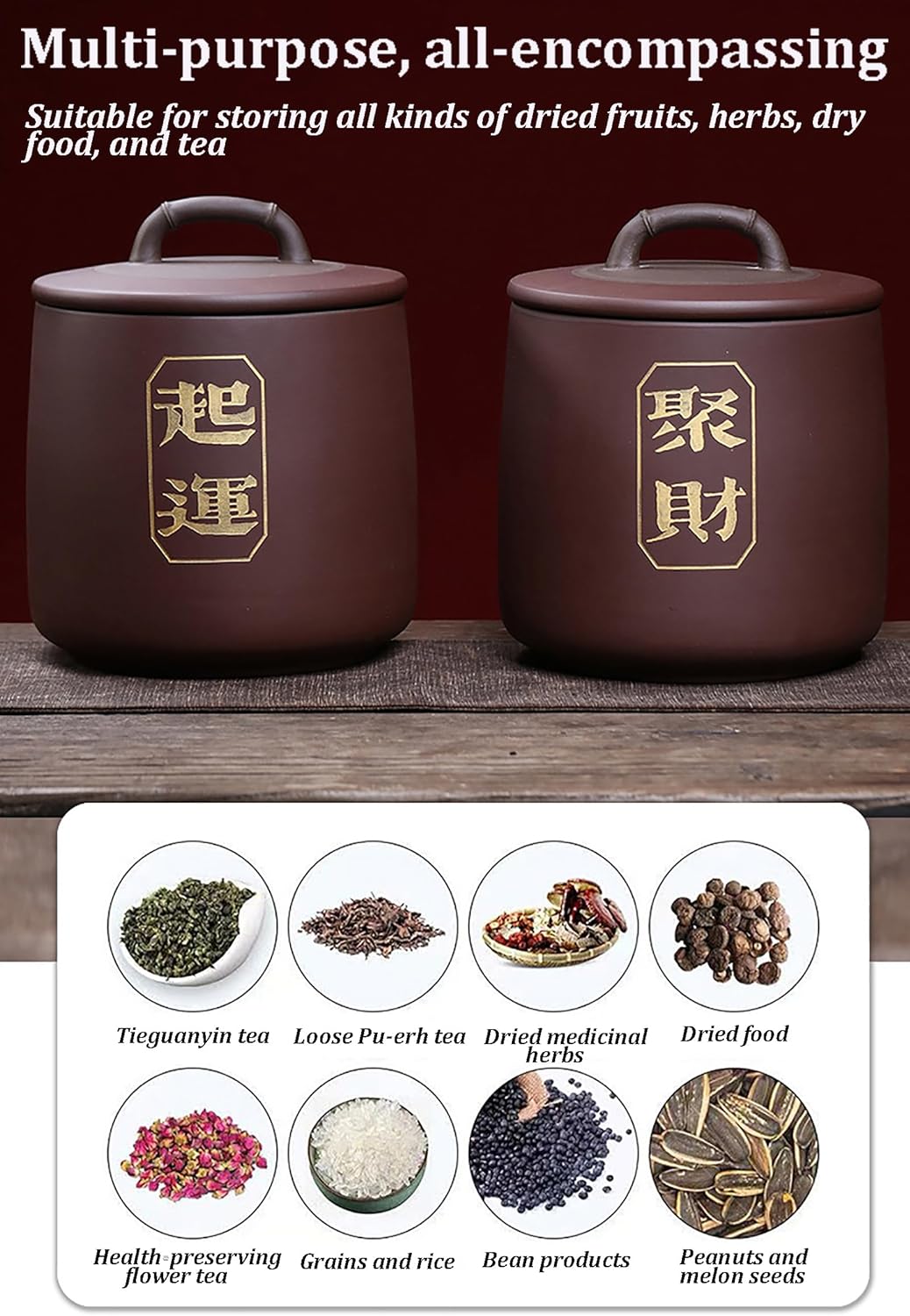 Large Ceramic Rice Jar, Ceramic Rice Storage Containers with Lid, Chinese-Style Large Sealed Rice Jar, Grain Dispenser, for Rice, Tea, Grains G