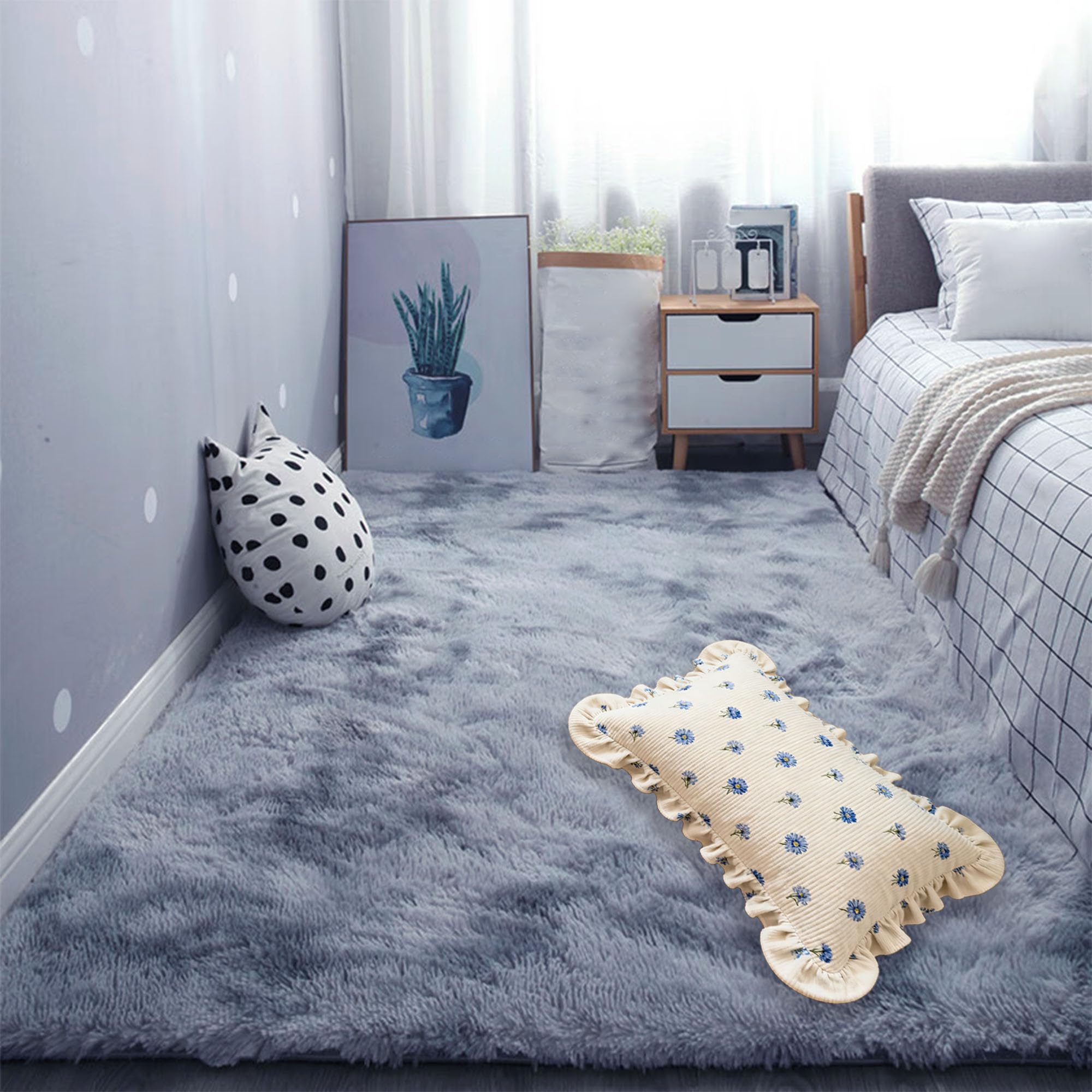 Tapis à Poils Longs Doux pour Salon et Chambres d'Enfant