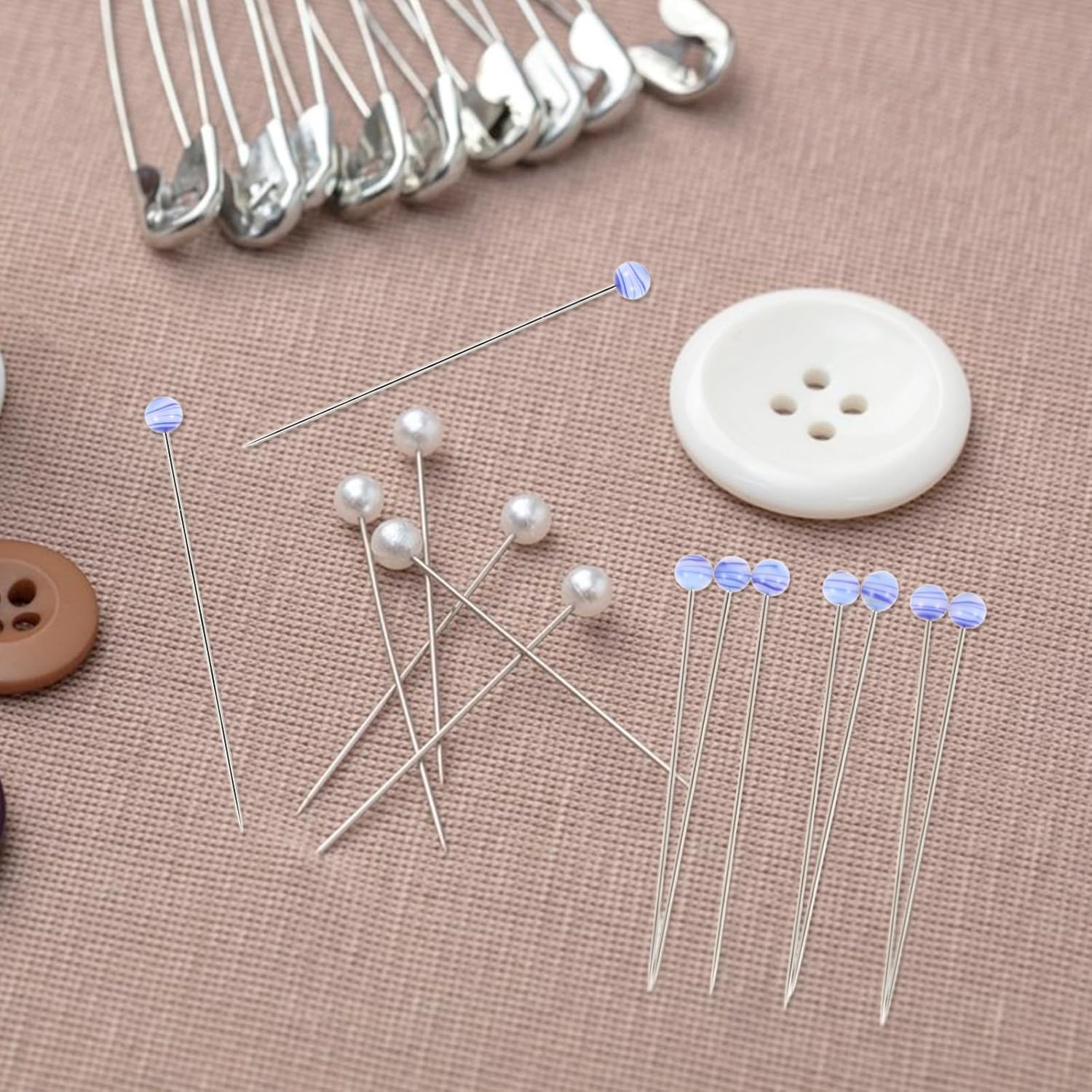 Alipis 200pcs Blue Striped Ball Head Sewing Pins Knitting Pearl Pins Straight Corsage for DIY Crafts and Apparel Tailoring