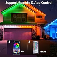 Vista 6 de Cadena de luces de 98 pies para exteriores permanentes, luces LED RGB multicolor para aleros con APP y control remoto, luces impermeables IP67