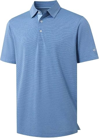 Rouen Mens Golf Shirts Short Sleeve Quick Dry Breathable Active Heather Jacquard Regular Fit Casual Polo Shirts for Men