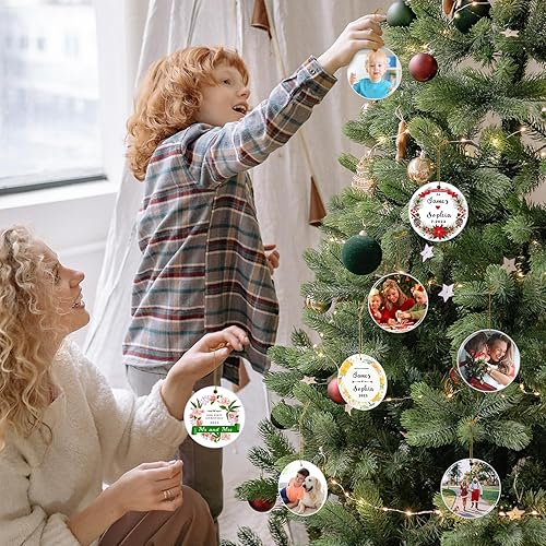 Miniatura 5 de Adorno personalizado de primera Navidad casado 2024, adornos de fotos personalizados de cerámica, primera Navidad como regalo de boda para parejas