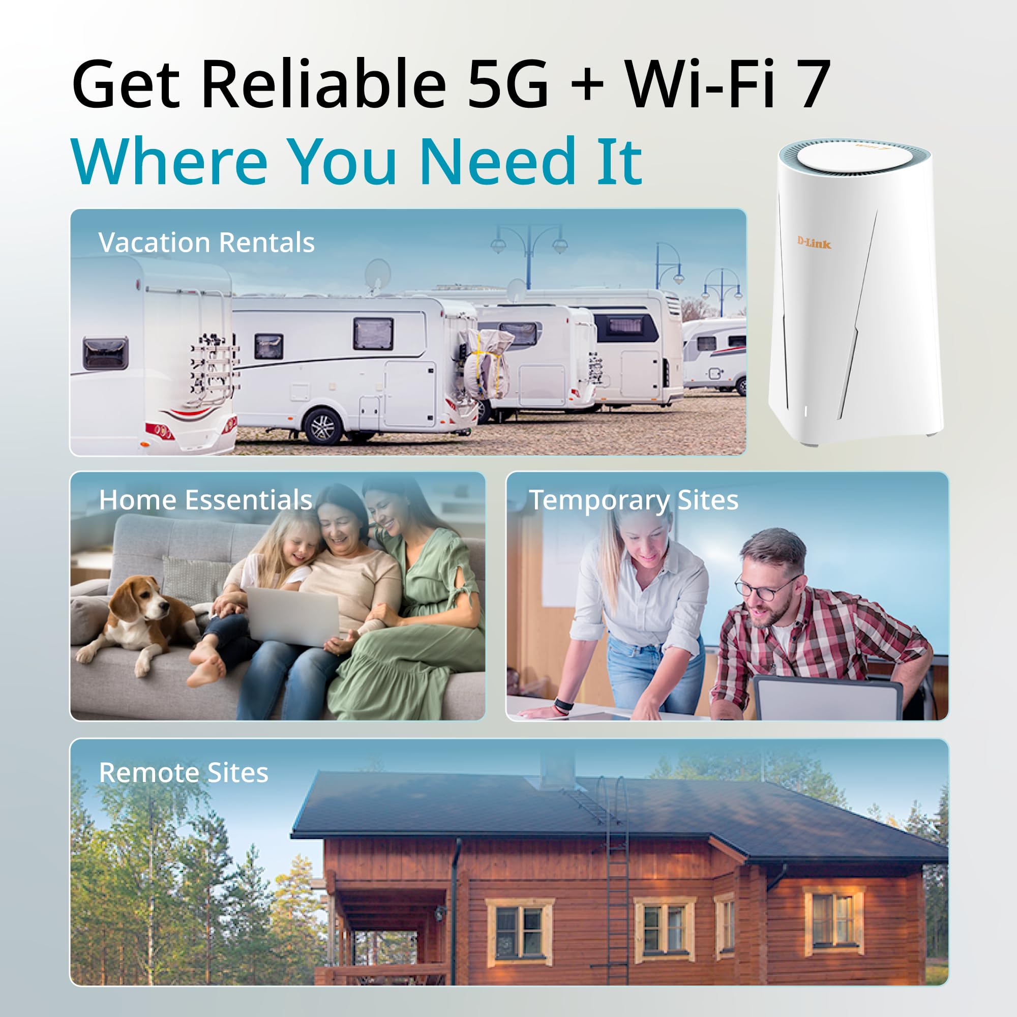 D-Link G536 Router WiFi 7 5G con slot SIM, supporto antenne esterne (SMA doppi), BE3600, 5G fino a 4,67 Gbps, porte doppie 2,5 Gigabit, commutazione WAN automatica, compatibile Mesh