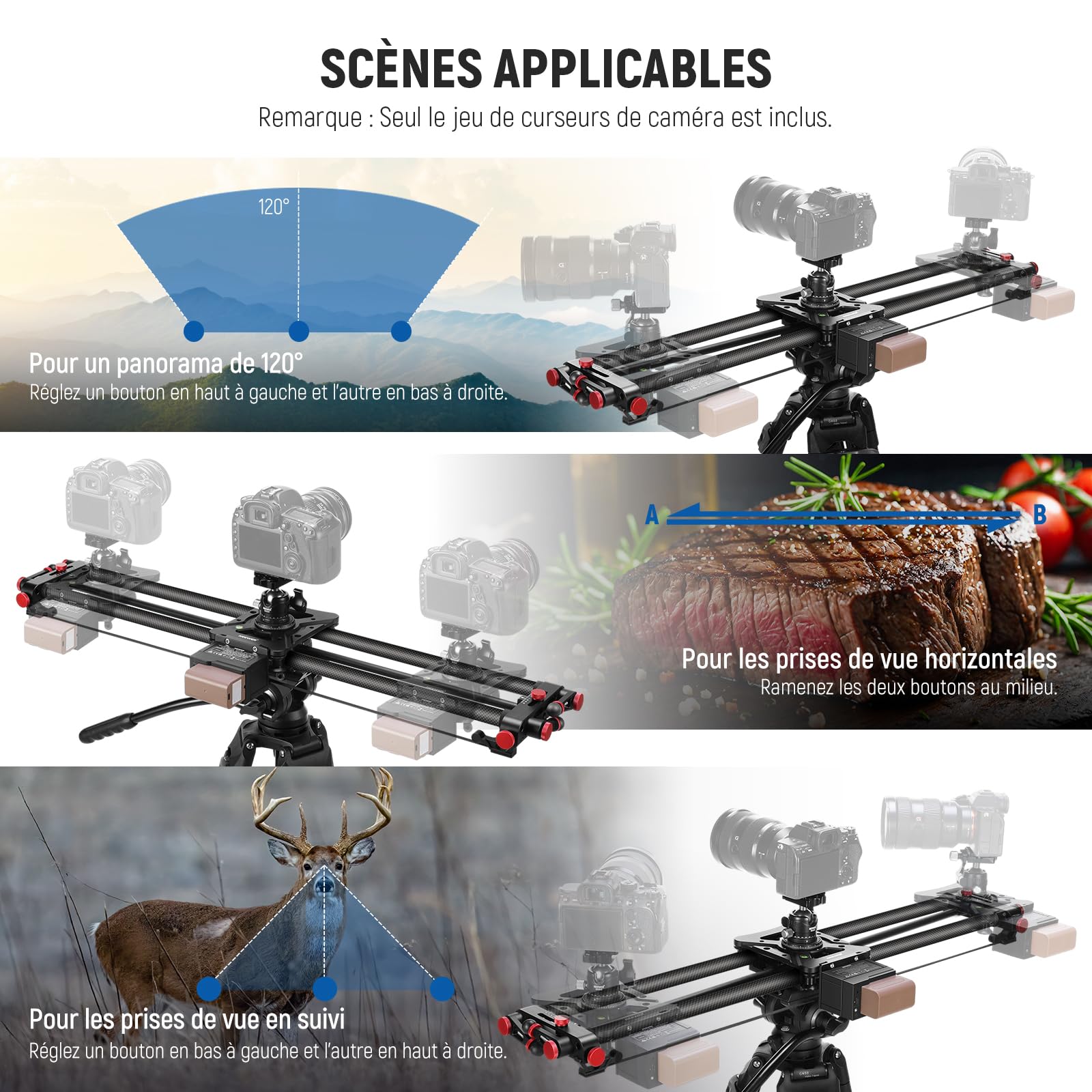 NEEWER 31.5"/80cm Slider motorisé pour DSLR, Rail de Travelling en Fibre de Carbone avec contrôle par Application, Batterie F750 4400 mAh, Compatible avec Le Mode vidéo, Chargeur Non Inclus, ER1