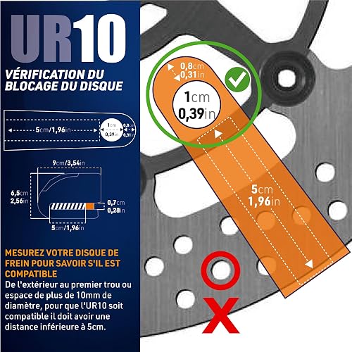 URBAN UR10 Antivol Moto Homologué SRA, Bloque Disque avec Alarme Intelligente | 120dB, LED, Warning, Sensibilité A+, X2 ON | Serrure Haute Sécurité, Bloc Double Verrouillage ø10mm, Acier Endurci - 9
