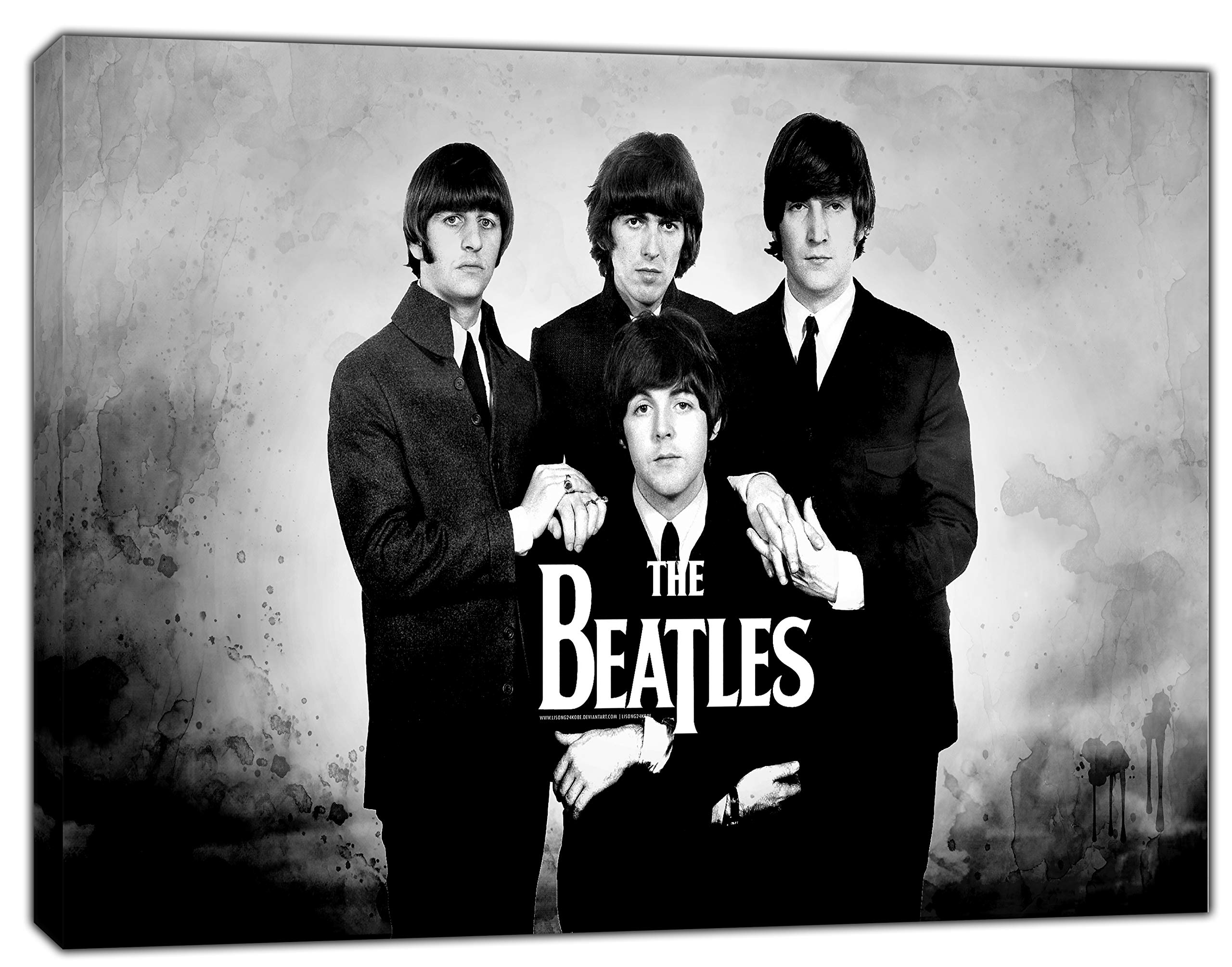 ARTSPRINTS Stampa artistica da parete su tela incorniciata con motivo rock band bw, stampa in bianco e nero, pronta da appendere, 76 x 60 cm, profondità 18 mm