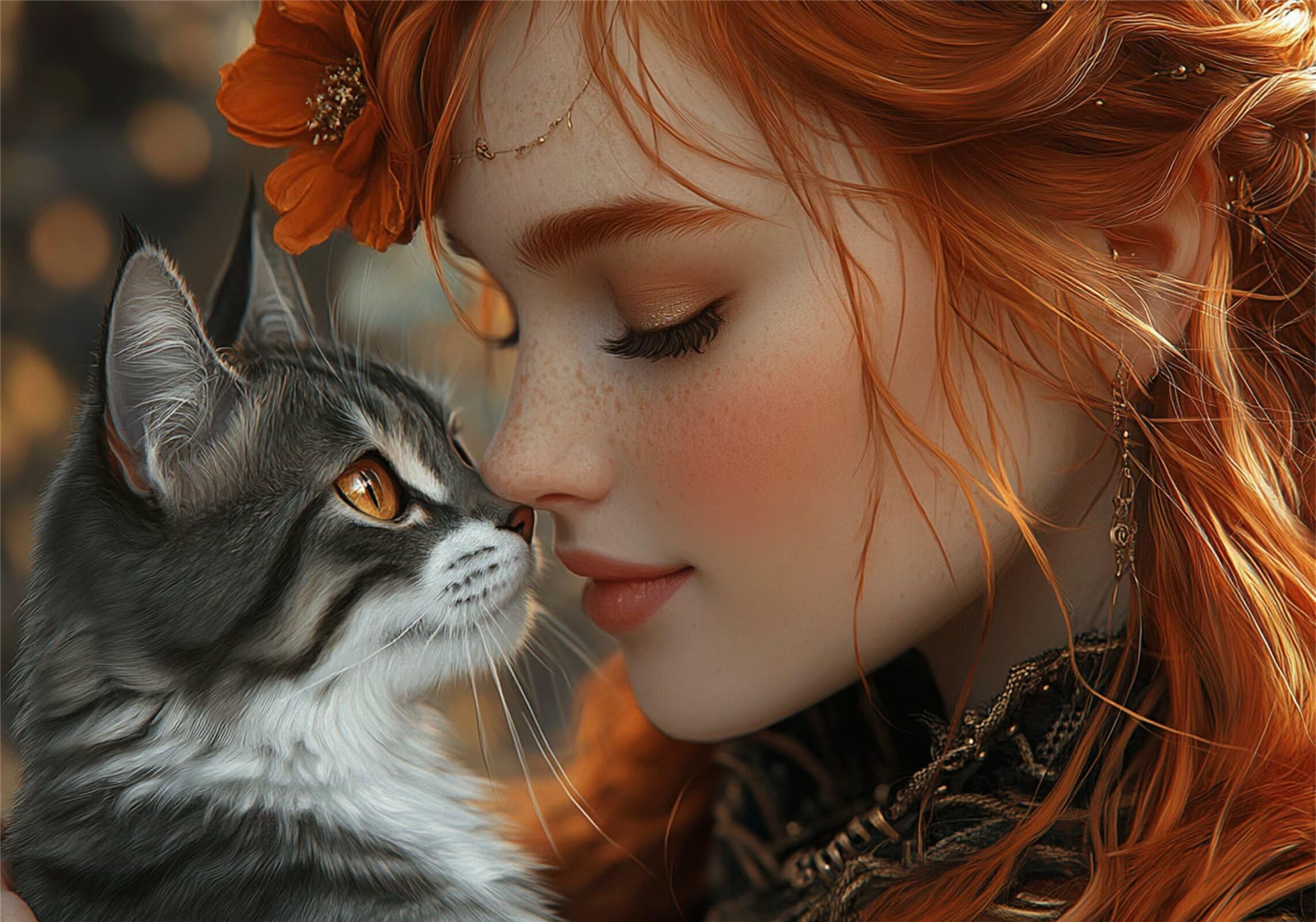 Kobieta Puzzle 3000 elementów dla dorosłych, klasyczne puzzle, kot, wytworne, trudne, edukacyjne, dla dzieci, drewniane puzzle, duże puzzle, odpowiednie dla wszystkich grup wiekowych P-962