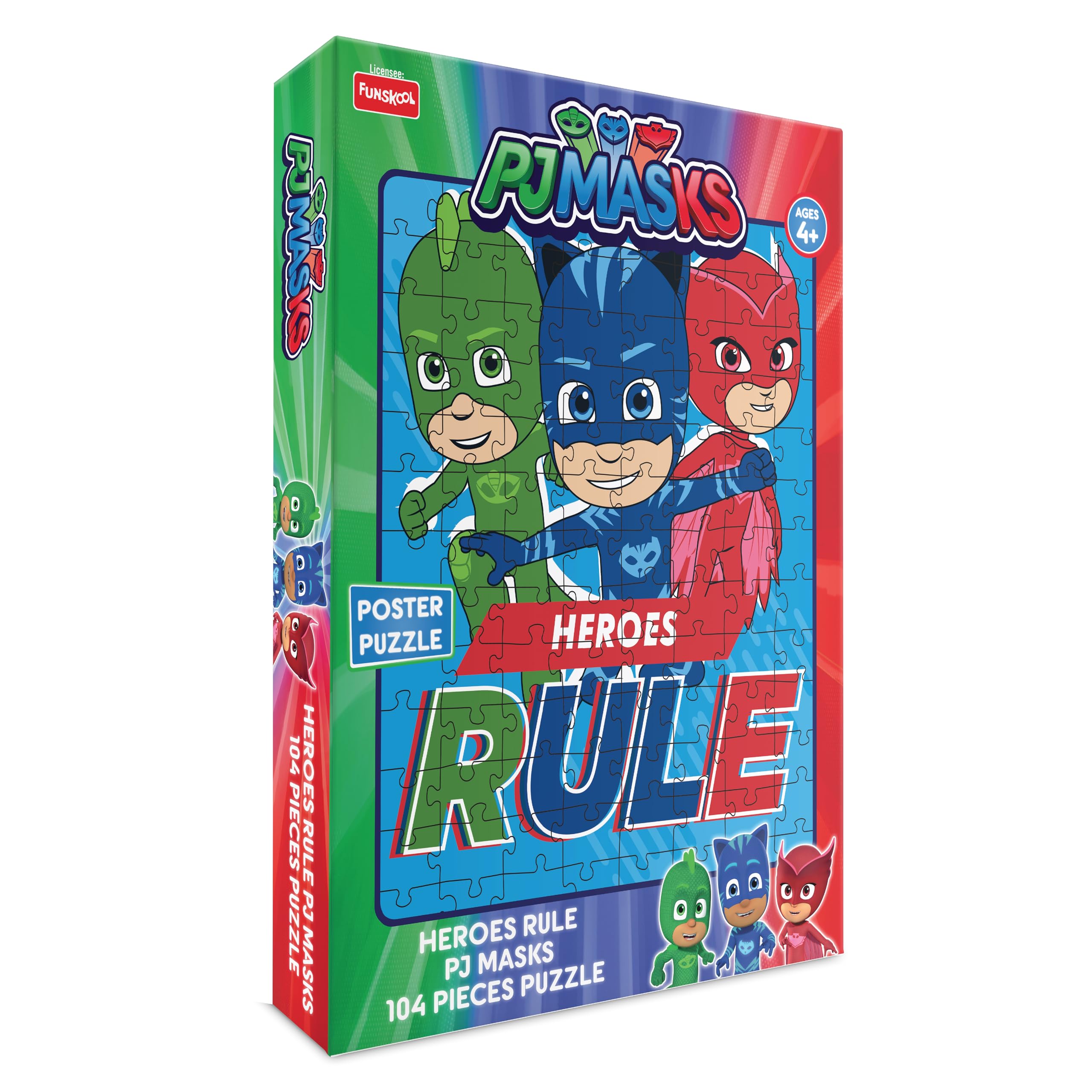 Funskool-PJ Masks - Heroes Rule 104 PCS Puzzle,Educational,104 Pieces,Puzzle,for 4 Year Old Kids and Above,Toy