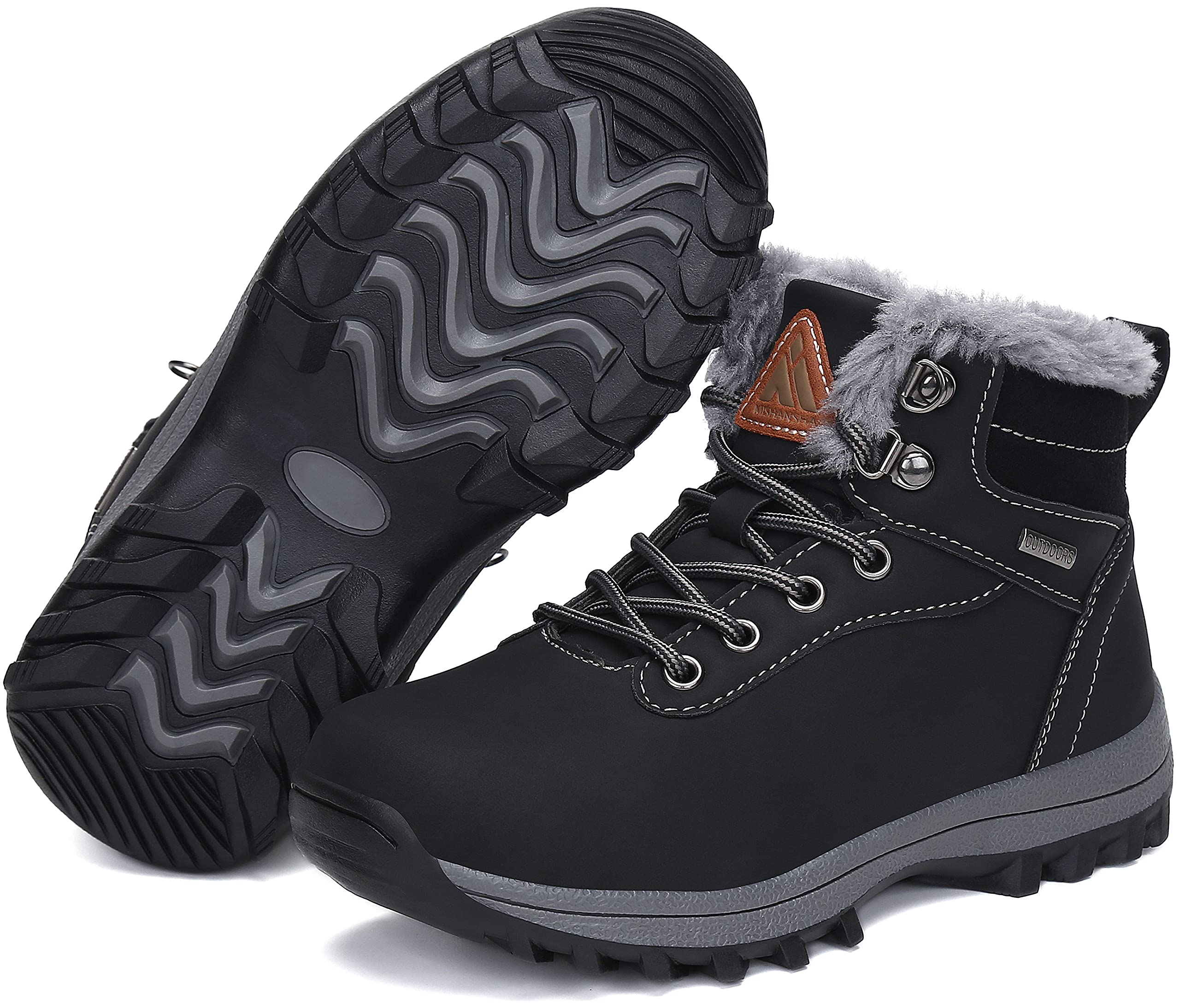Mishansha Bottines Enfant Hiver Antidérapantes Fourrées Chaussures Hiver pour Garçon Fille, Gr.24-36
