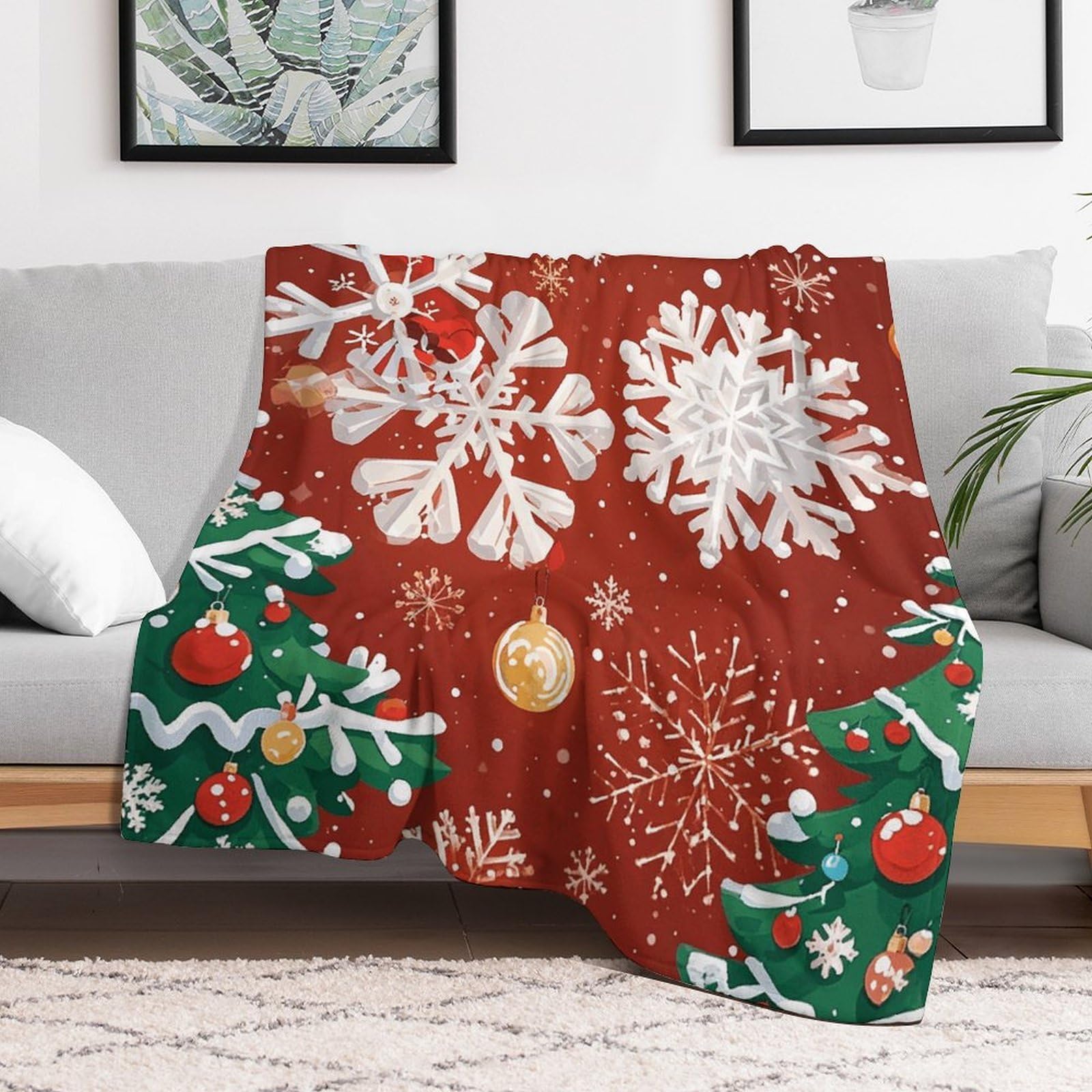 Jeté de canapé Noël en polaire flanelle pour des soirées cocooning au coin du feu