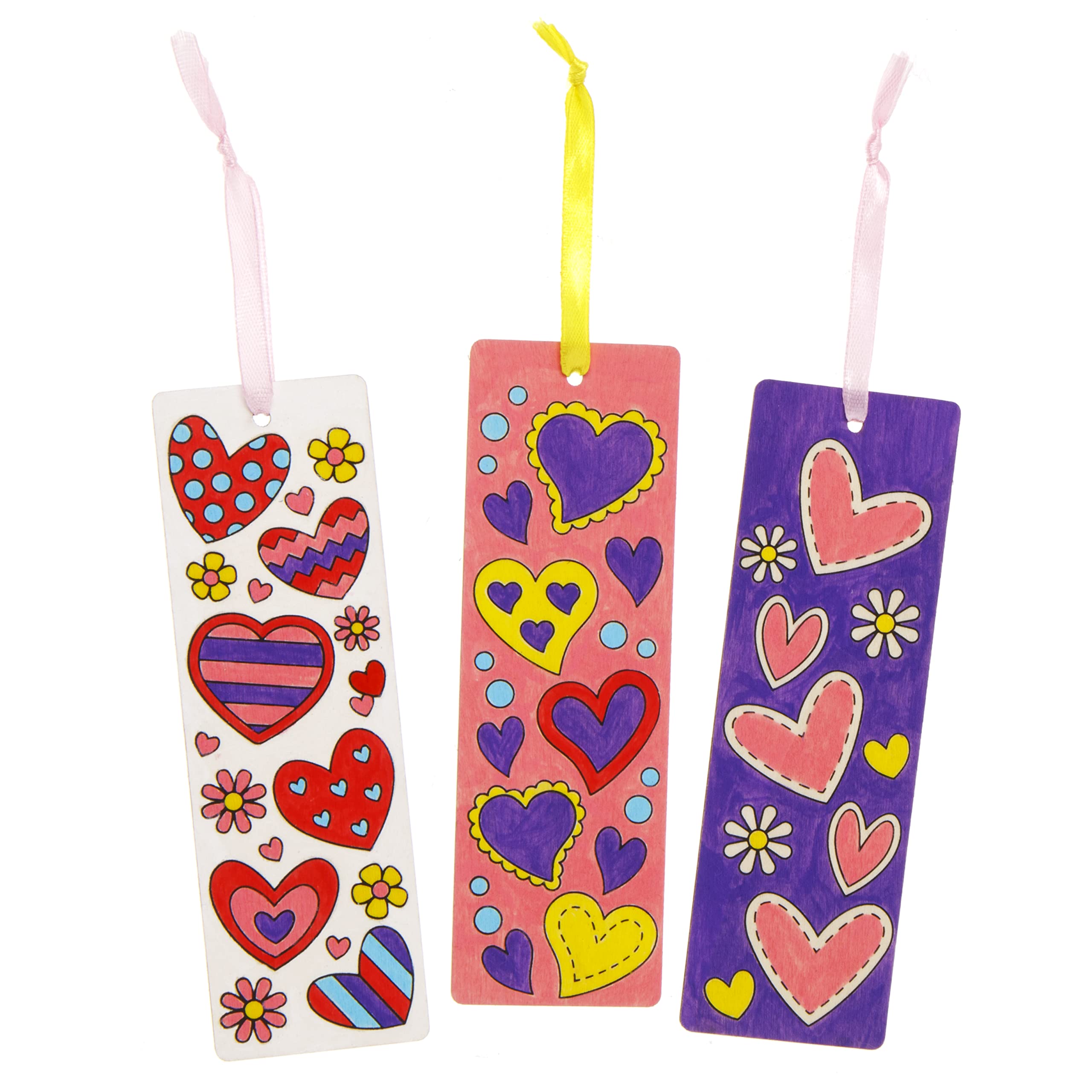 Baker Ross AX689 – Marque-pages Cœur En Bois à Décorer – Lot De 8, 15,5 Cm, Art Créatif Saint-Valentin & Atelier Enfant