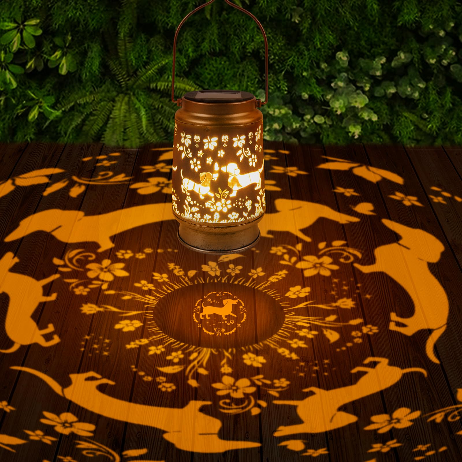 Dachshund Hanging Solar Lanterns Outdoor Waterproof, Garden Decor Solar Lights Patio Porch Yard Lawn Decorative Light, Dachshund Gifts for Women Men