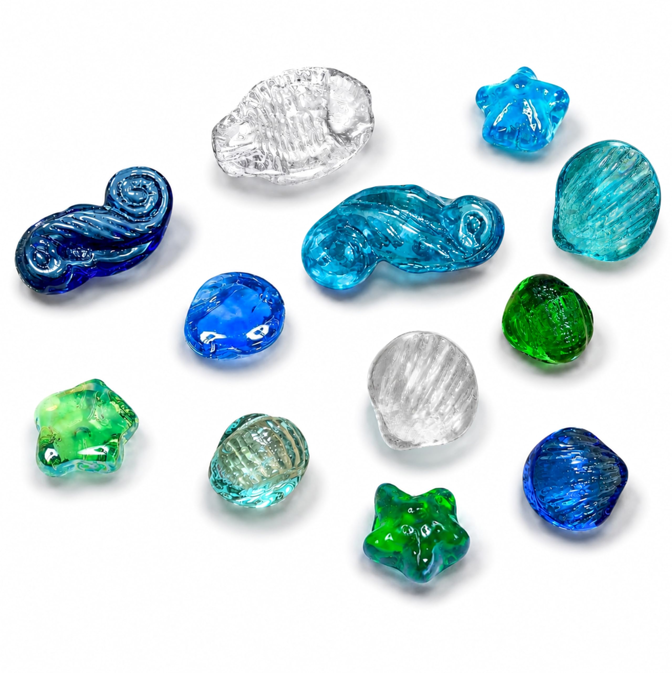 ARSUK Glass Beads (12pcs) Premium Gemstones Glass Beads for Vases Flat Glass Marbles Decorative Pebbles Mosaic Beads Gems Vase Fillers Floral Stones Aquarium Table Scatter Decor (Shaped Glass Pebbles) — image 1